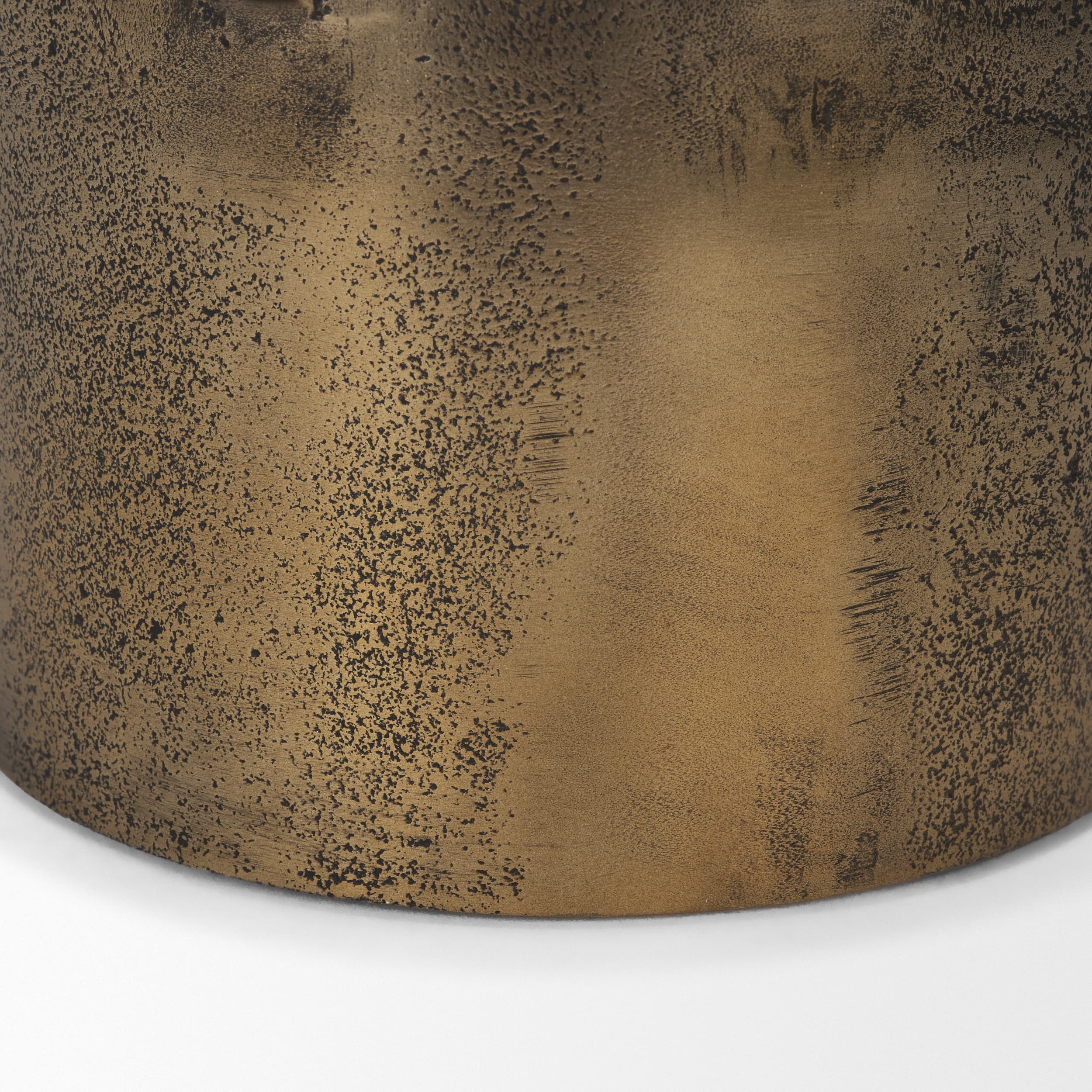 Deacon Large Antiqued Gold Metal Canister with Sculptural Handles — product photograph