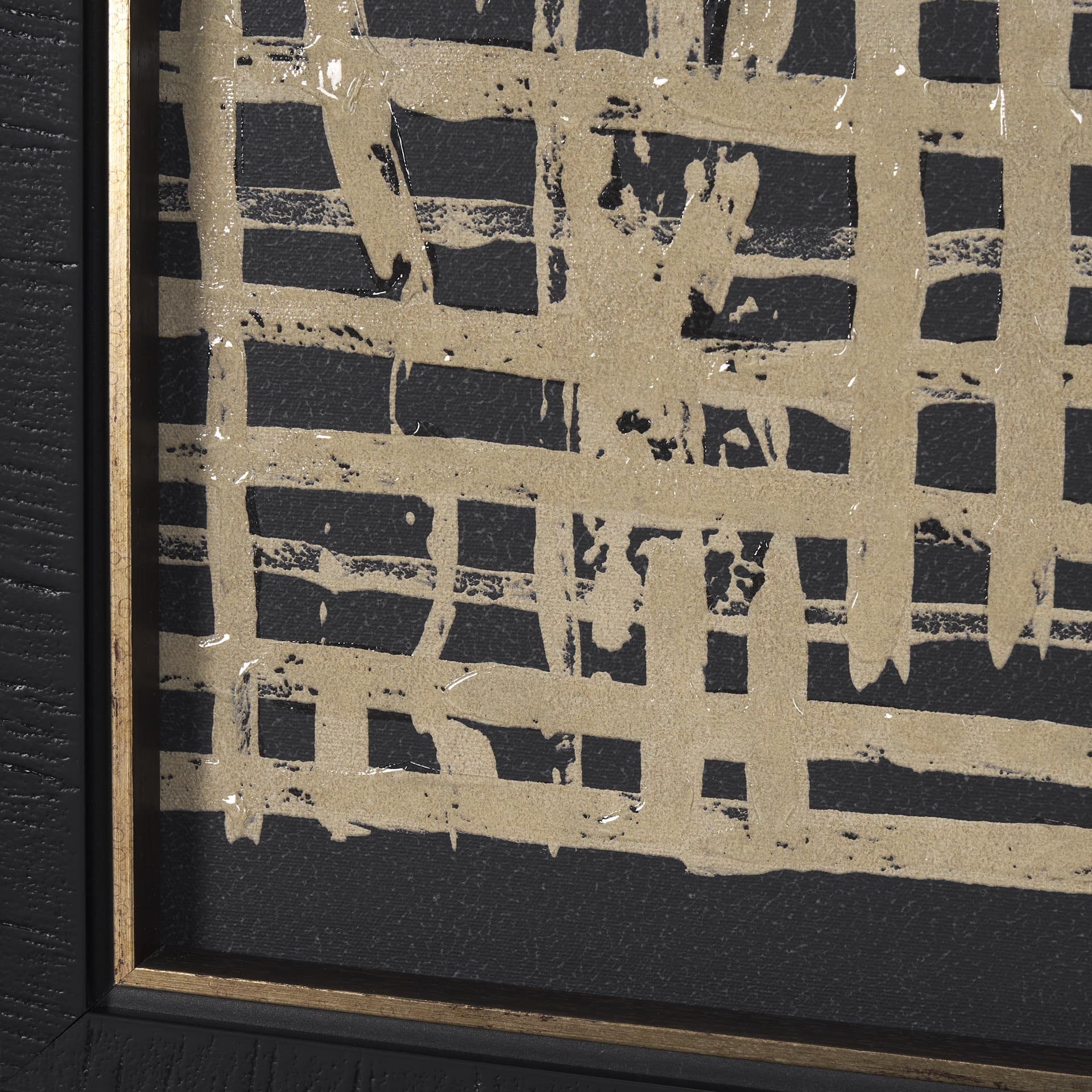 Woven Lines II Tan by Mercana Studio a Hand Embellished Textured Framed Art Print — product photograph