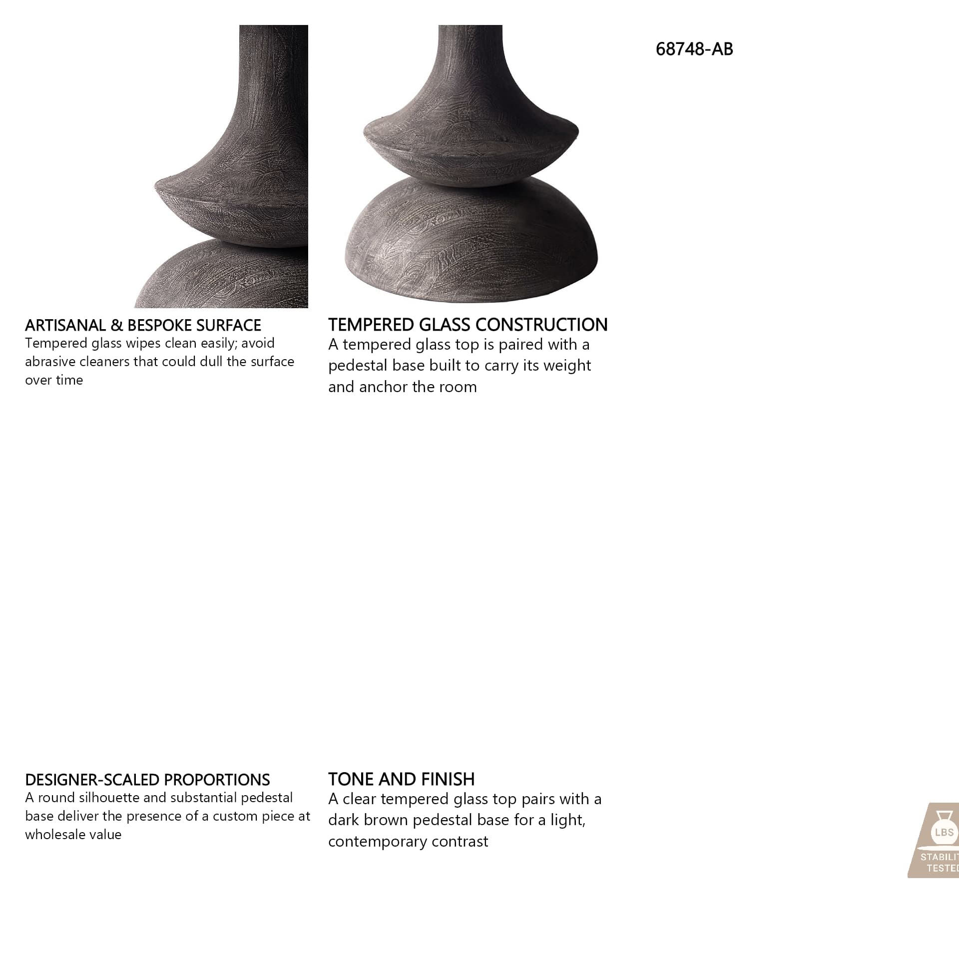 Crossman 60" Round Pedestal Dining Table | Modern | Glass & Dark Brown/Gray Wood | Seats 6 — in a styled room