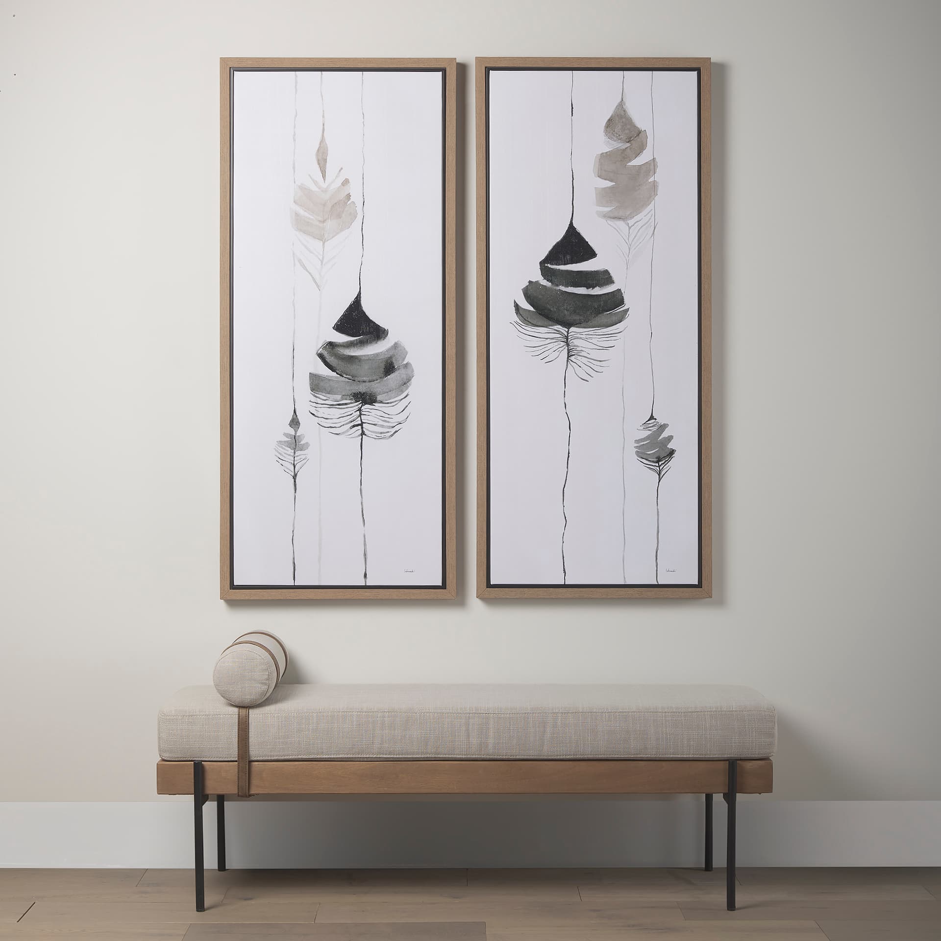 Rain of Leaf I by Mercana Studio a Hand Embellished Textured Framed Canvas — in a styled room