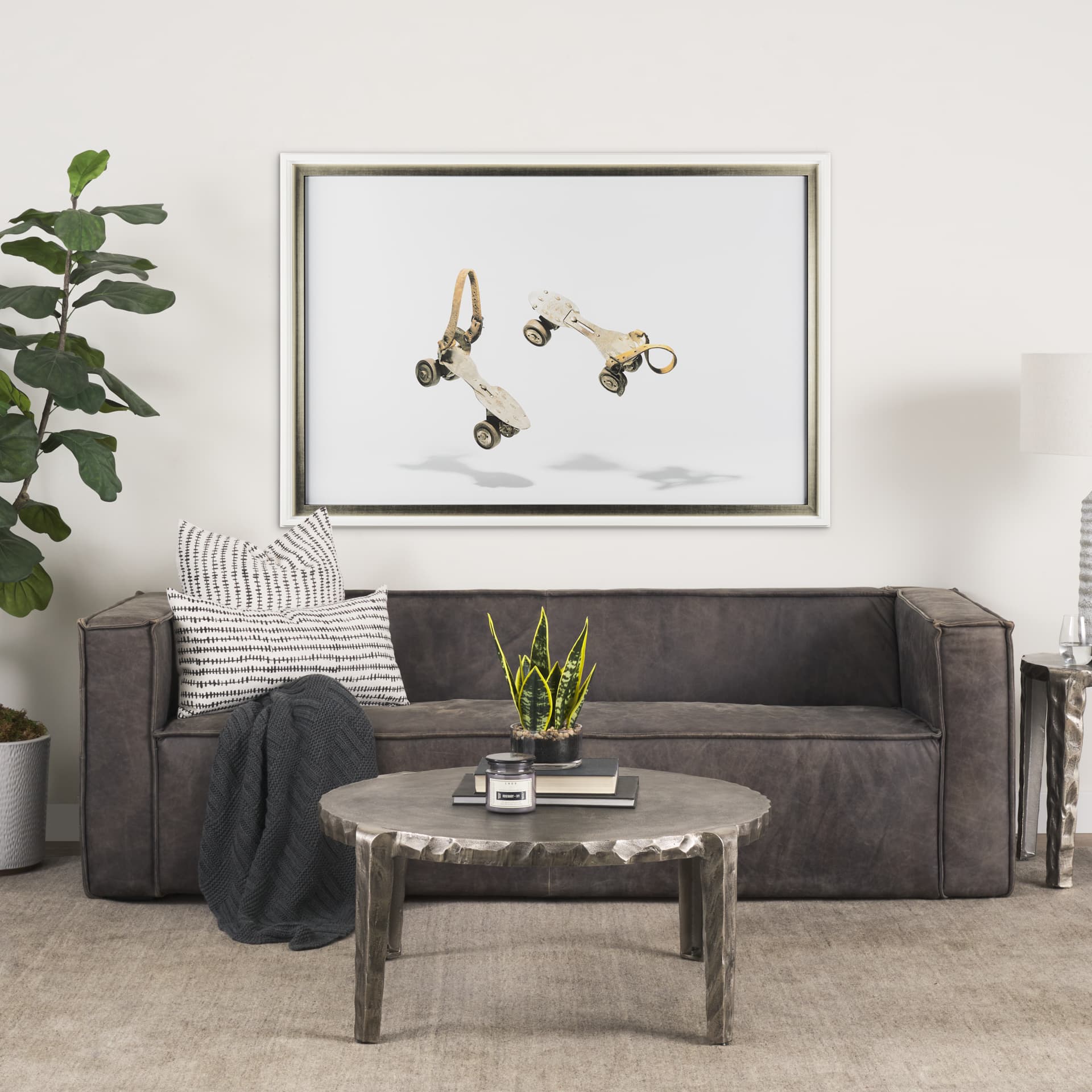 Vintage Roller Skates II by Natalia a Framed Art Print Matted under Glass — in a styled room