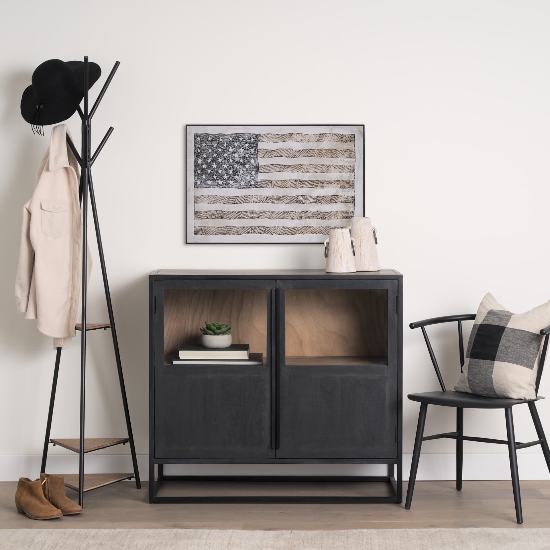 USA Flag by Mercana Studio a Hand Embellished Framed Art Print — in a styled room