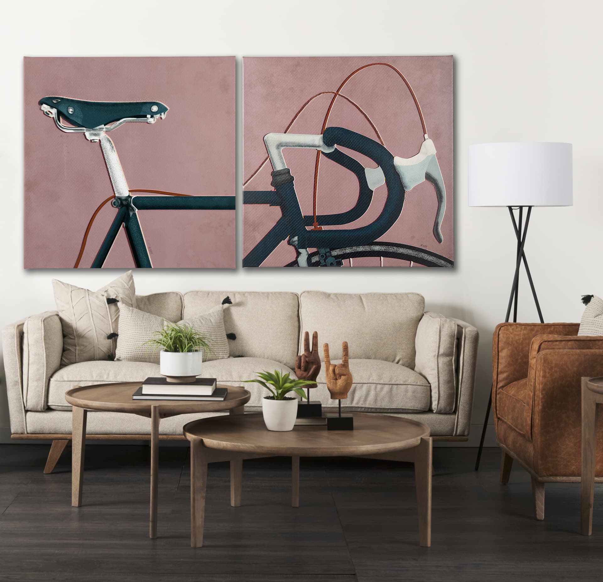 Bike Saddle Pink by Alarm a Hand Embellished Textured Canvas — product photograph