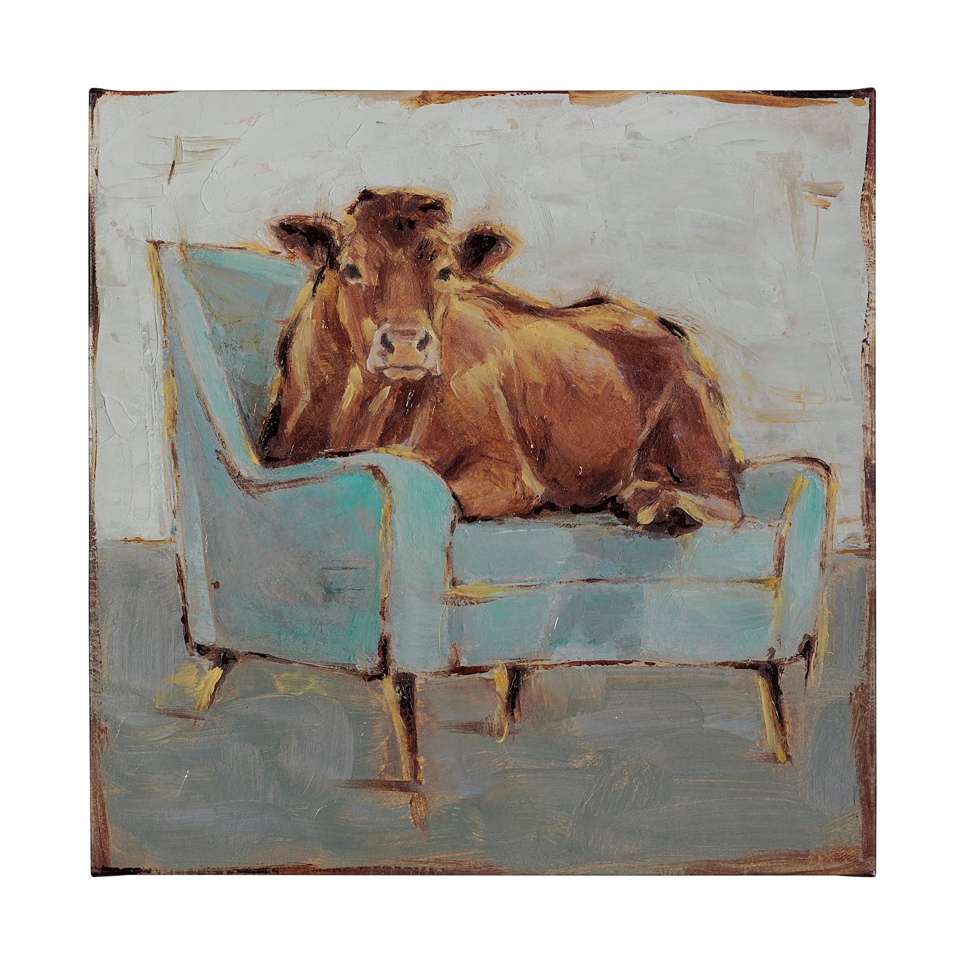 Moo-ving IV by Ethan Harper a Hand Embellished Textured Canvas — product photograph