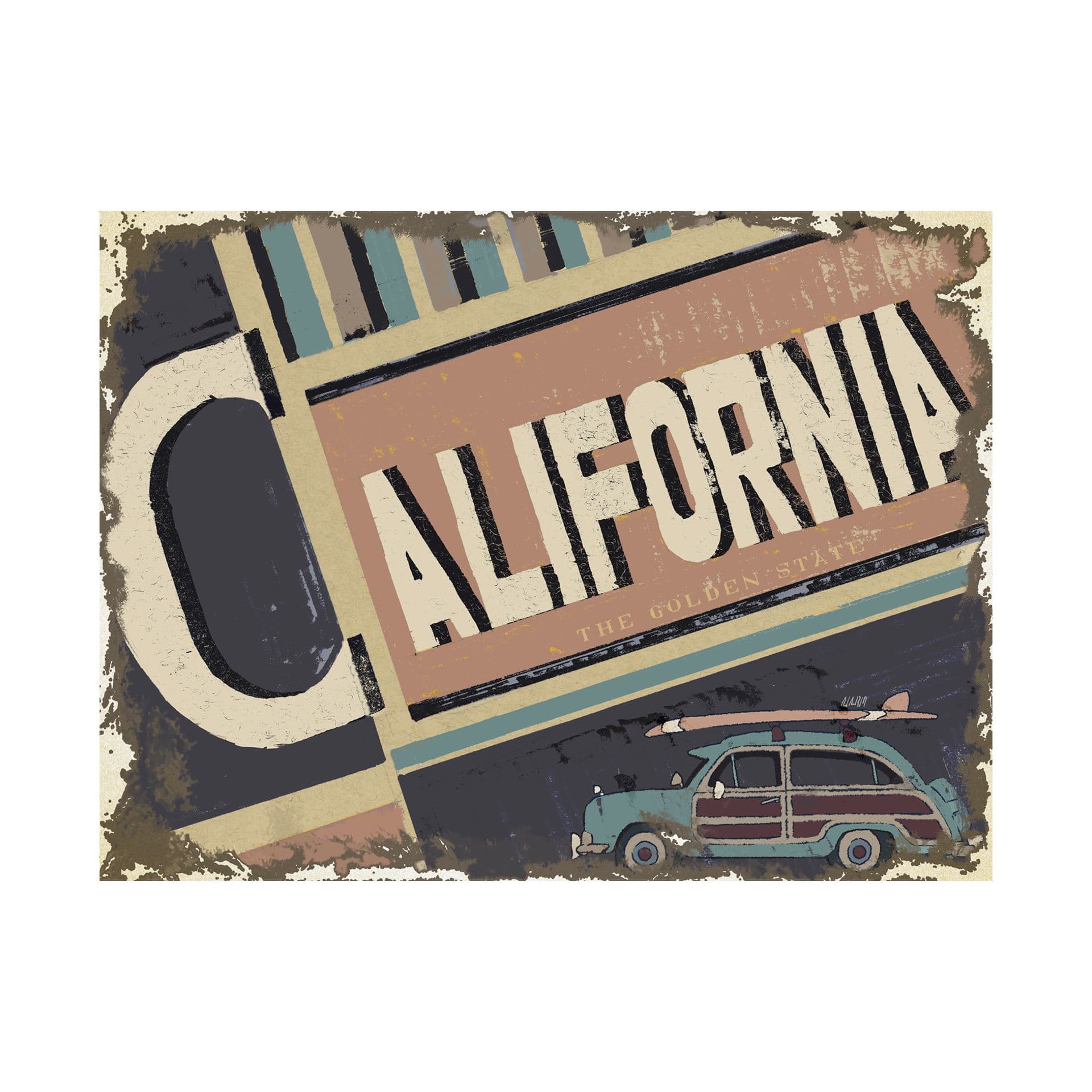 California by Alarm a Hand Embellished Textured Canvas — product photograph