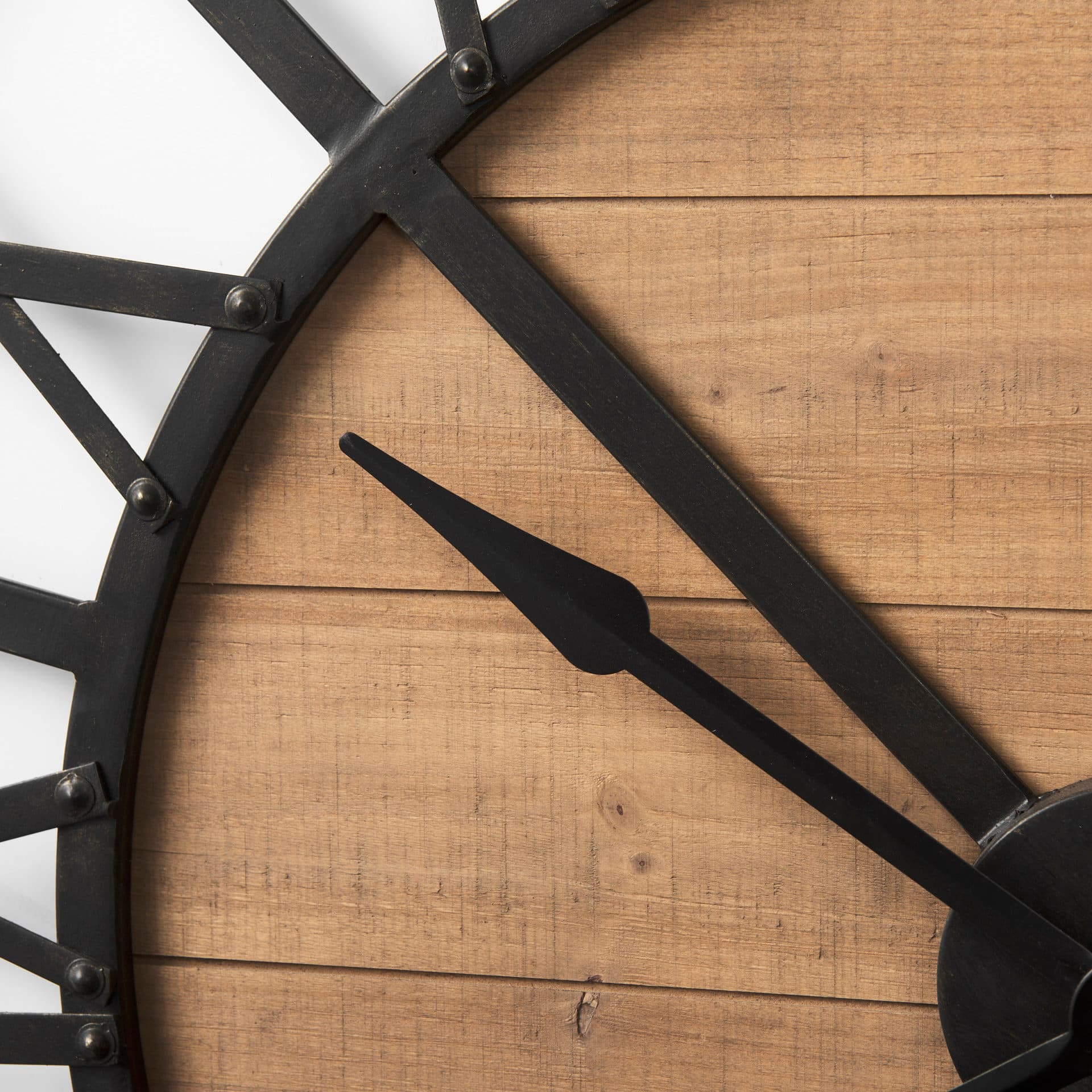 Lewiston 42.1L x 2.6W x 42.1H Black Iron W/Wood Round Wall Clock — product photograph