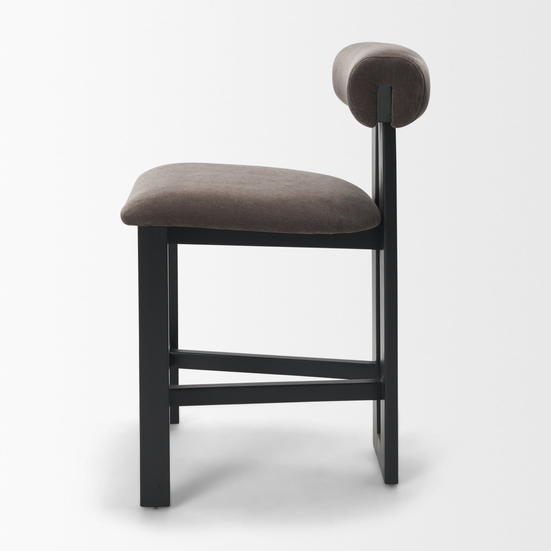 Tribeca Open Back 36.5in Seat Counter Stool | Charcoal Fabric w/ Wood — product photograph