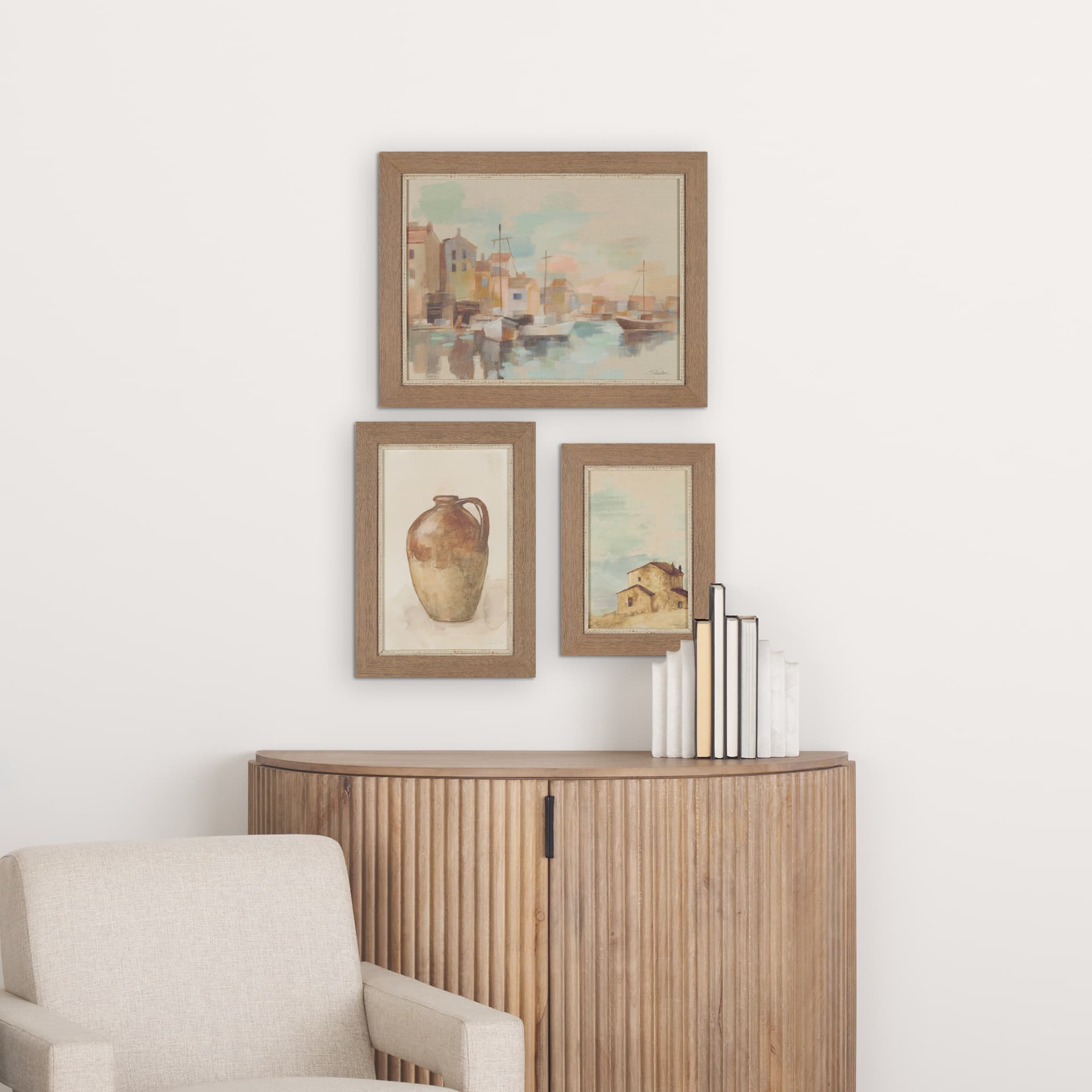 Tuscan Collection (Set of 3) by Silvia Vassileva a Hand Embellished Framed Art Print — in a styled room