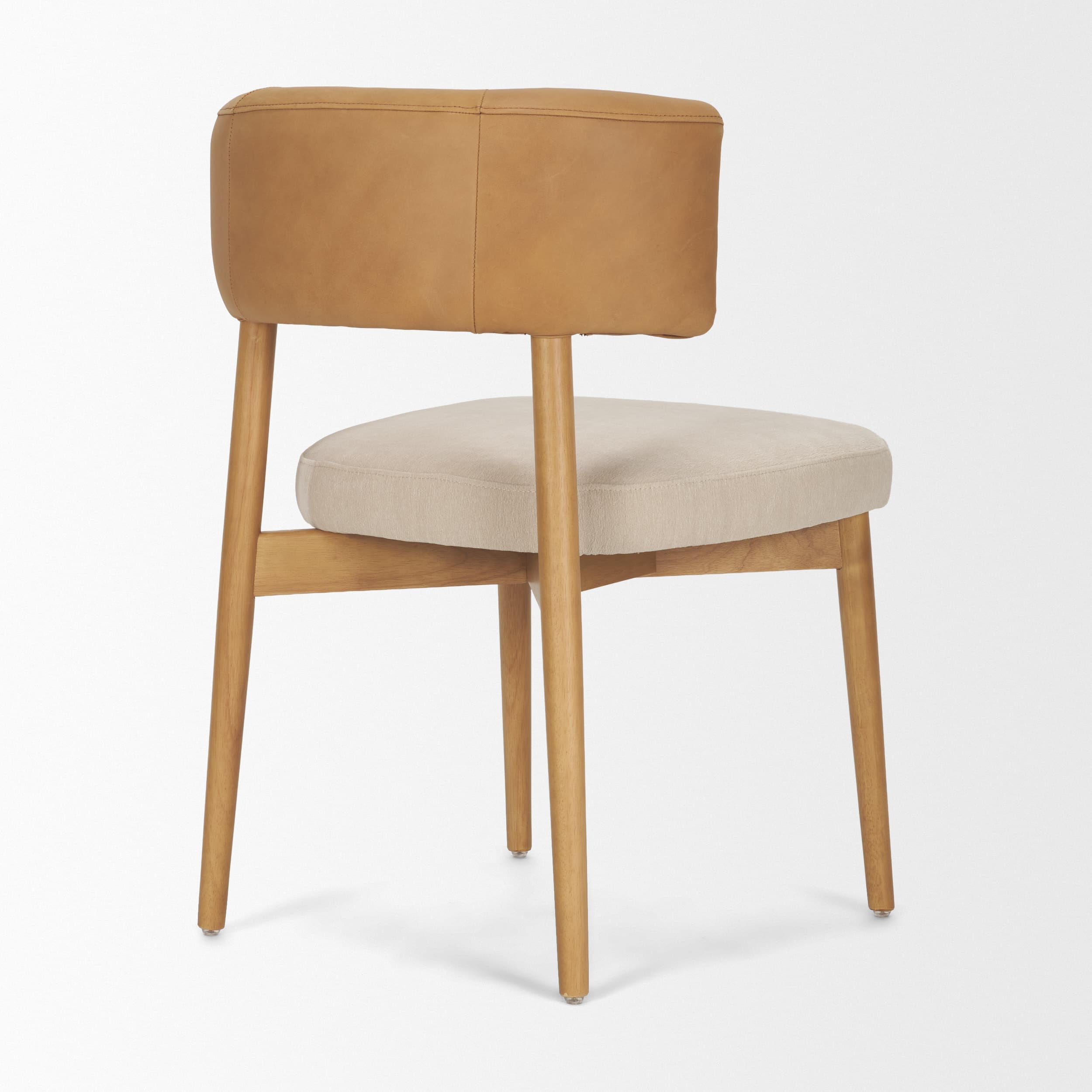 Motley Open Back Dining Side Chair | Cream Fabric w/ Brown Wood — product photograph