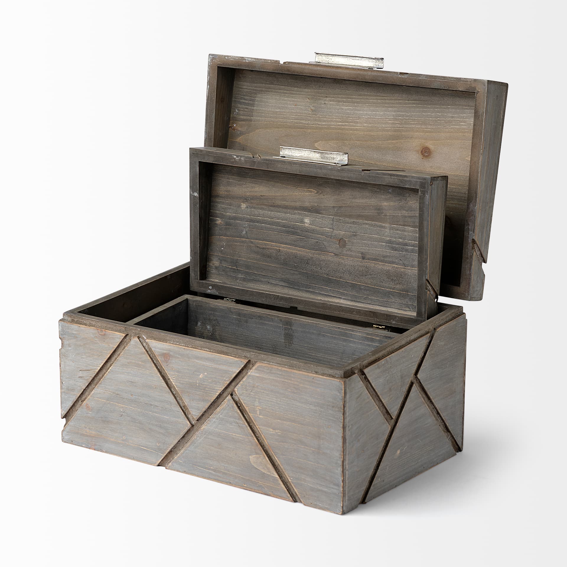 Niobe (Set of 2) 16L x 11W Gray Wooden Nesting Boxes — product photograph