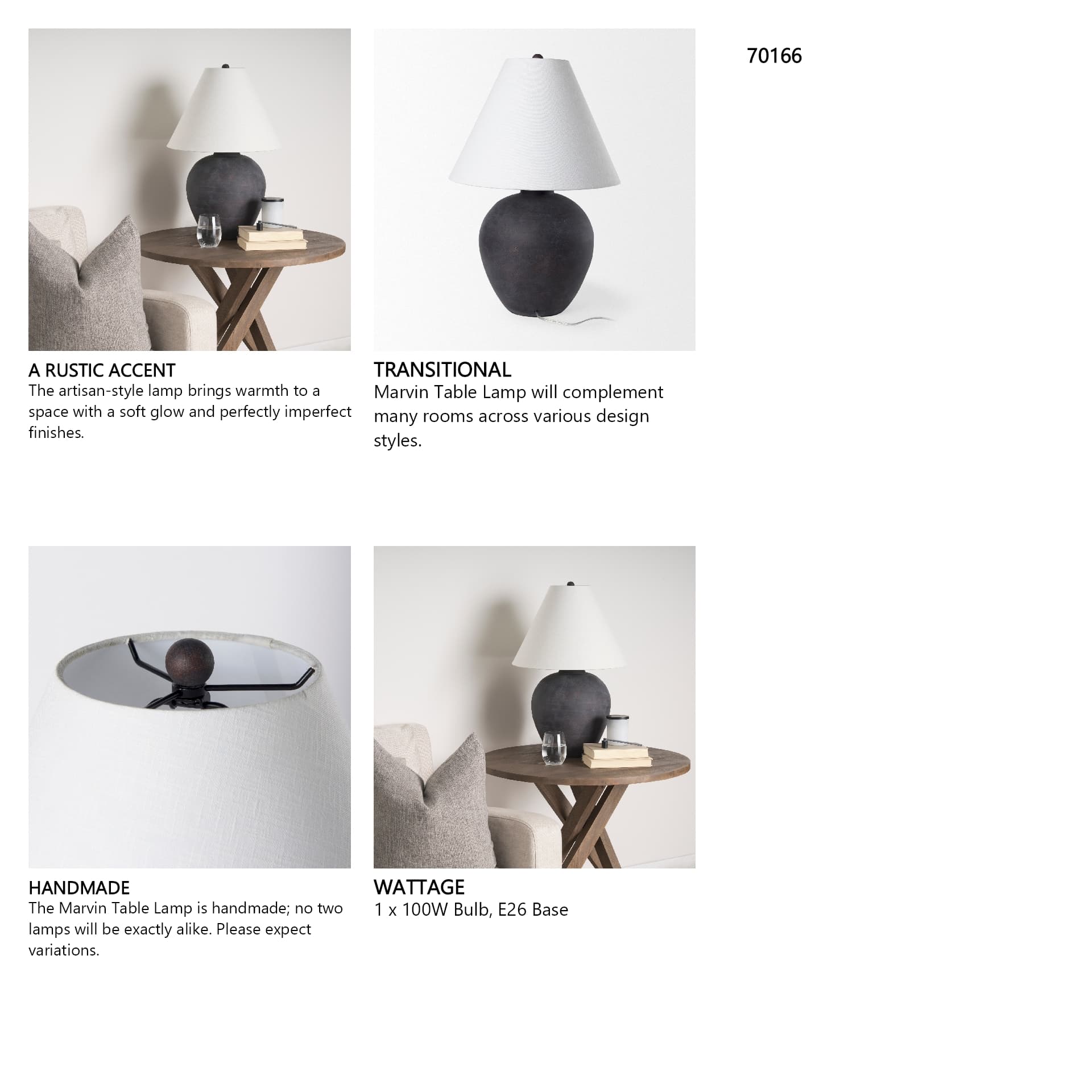 Marvin Black Ceramic Table Lamp — in a styled room