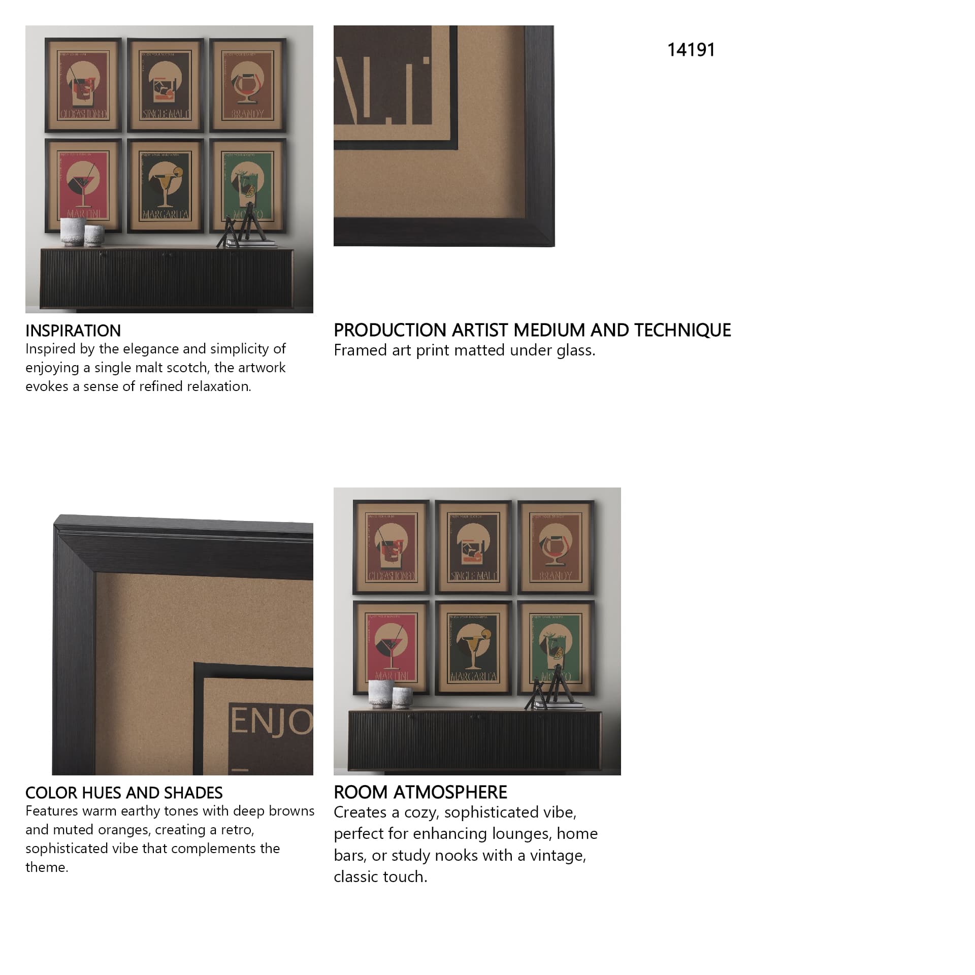 Scotch by Simeng a Framed Art Print Matted under Glass — in a styled room