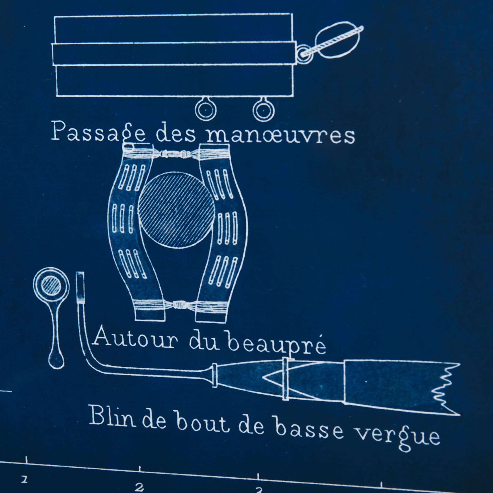 Antique Ship Blueprint IV by Vision Studio Hand Embelished Framed Art Print Matted under Glass — product photograph