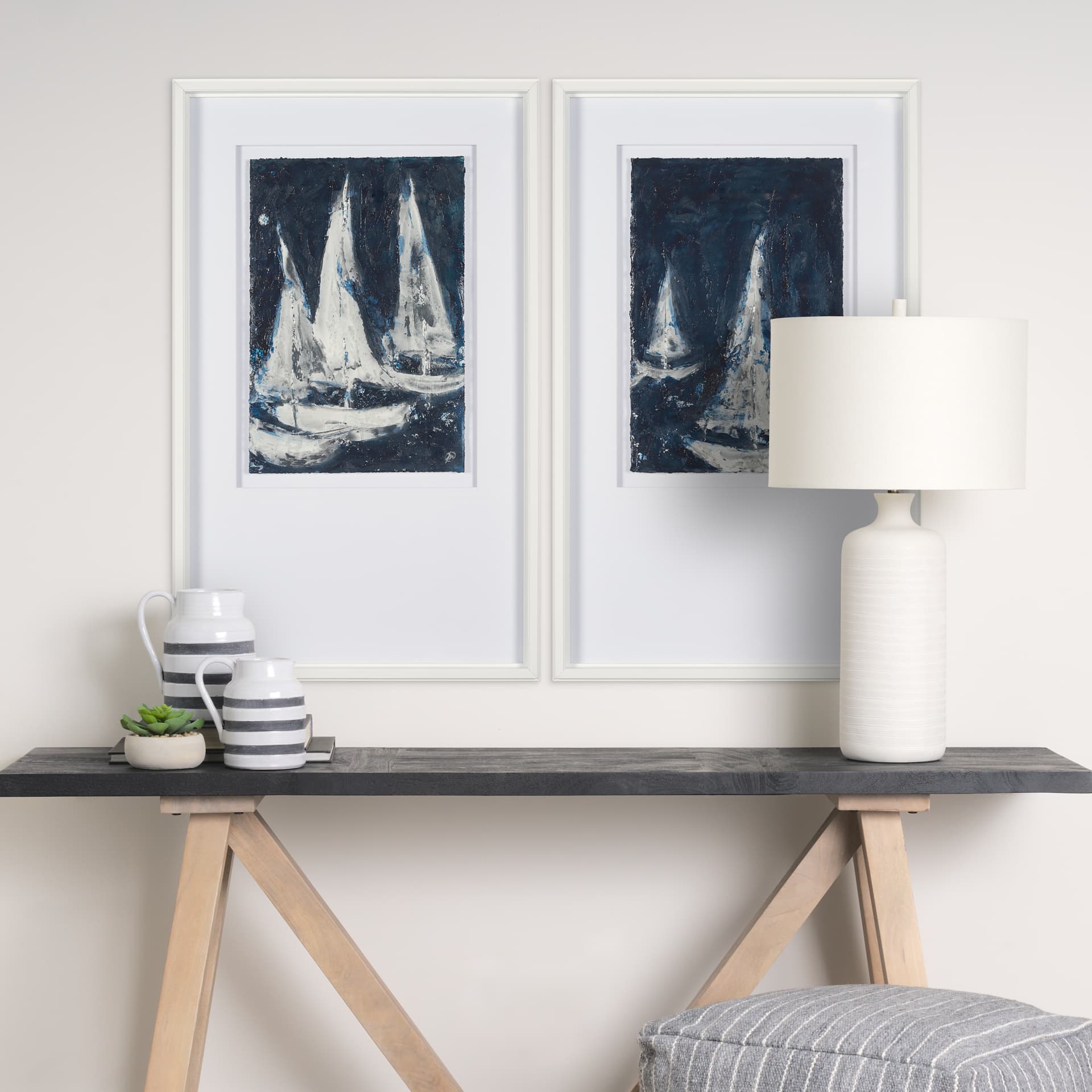 Paper Boats II by Studio M a Framed Art Print Matted under Glass — product photograph