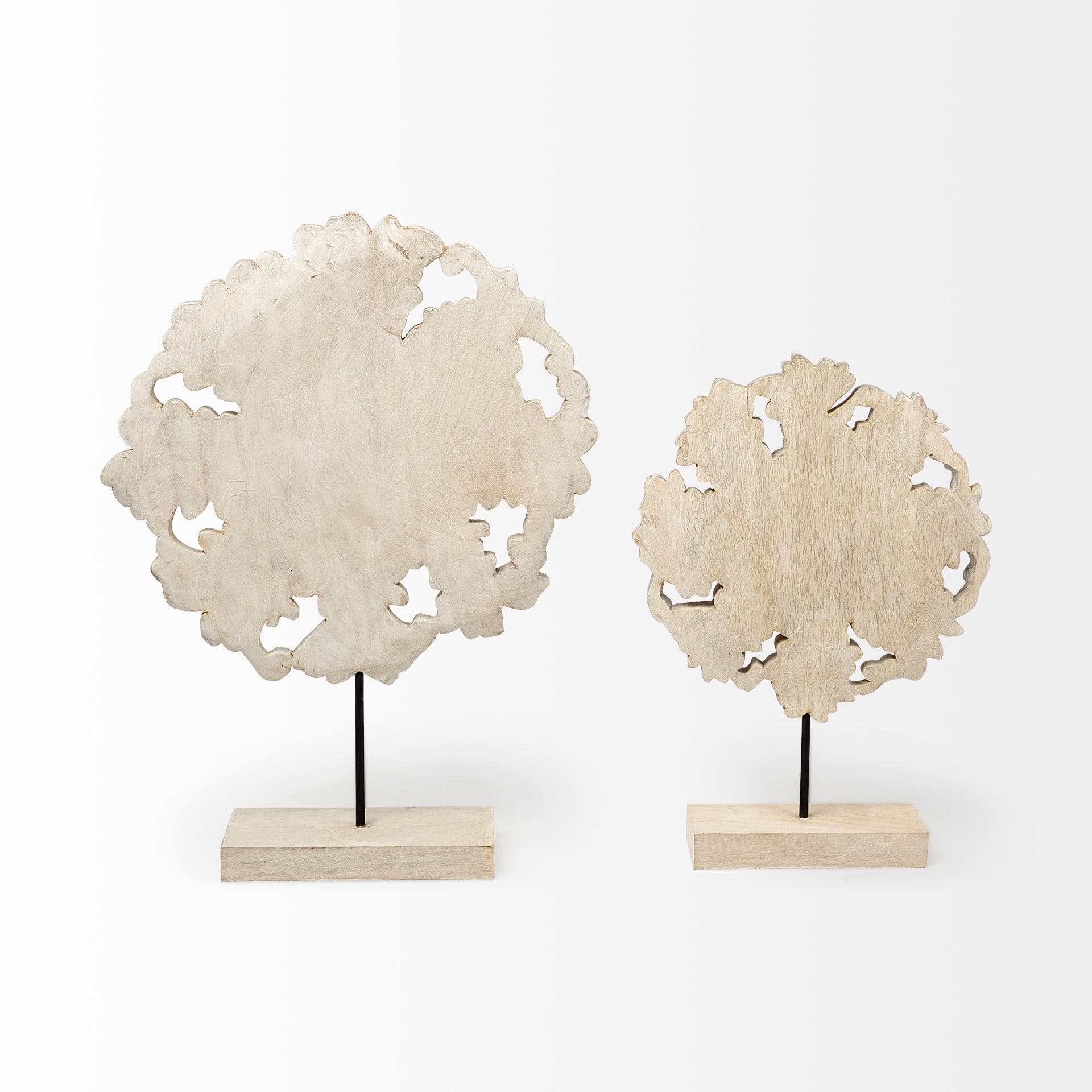 Kamara II (Large) 16L x 4W White Washed Wood W/Antiqued Silver Botanical Decorative Object — product photograph
