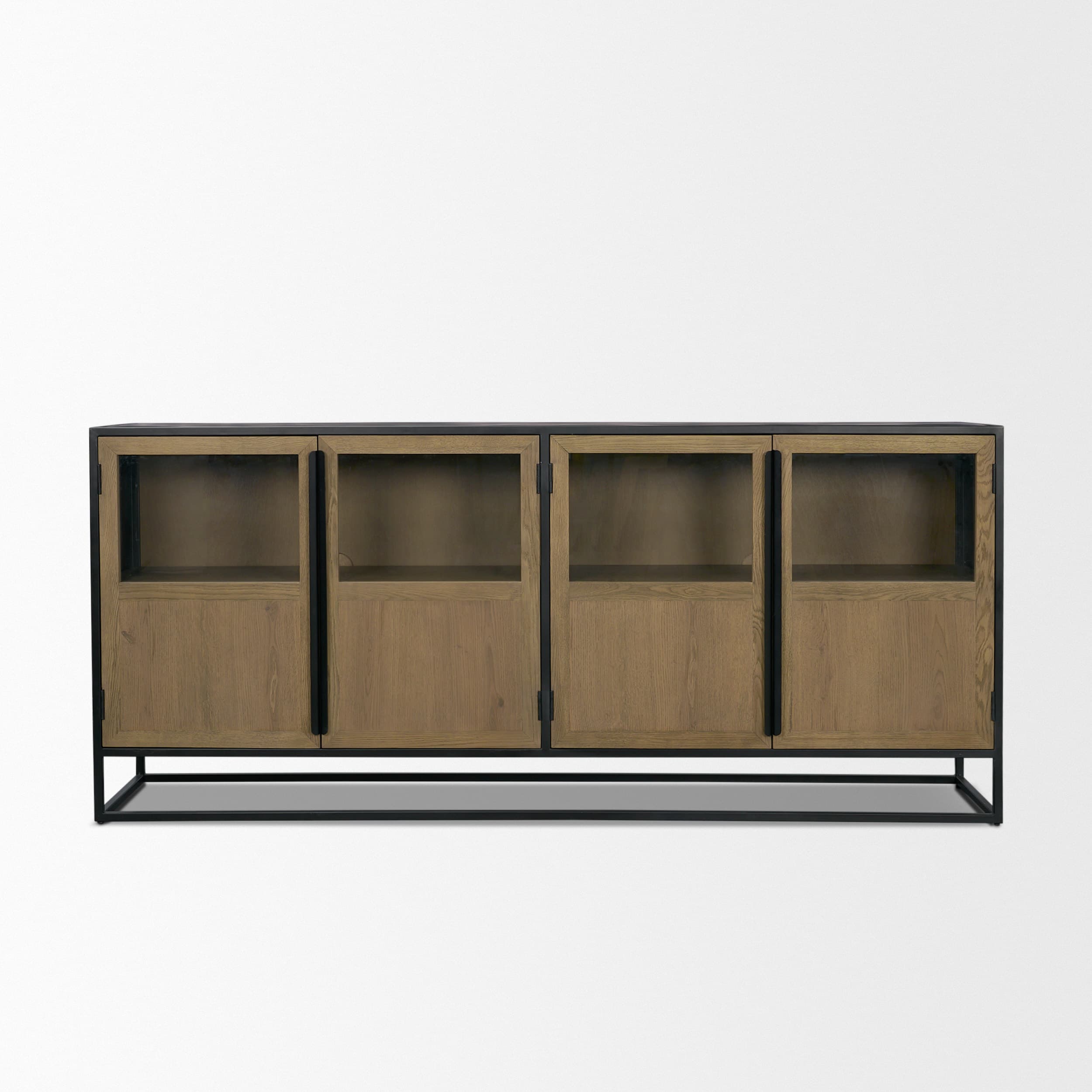 Sloan 80" Light Brown Wood W/Black Metal Frame Sideboard — product photograph