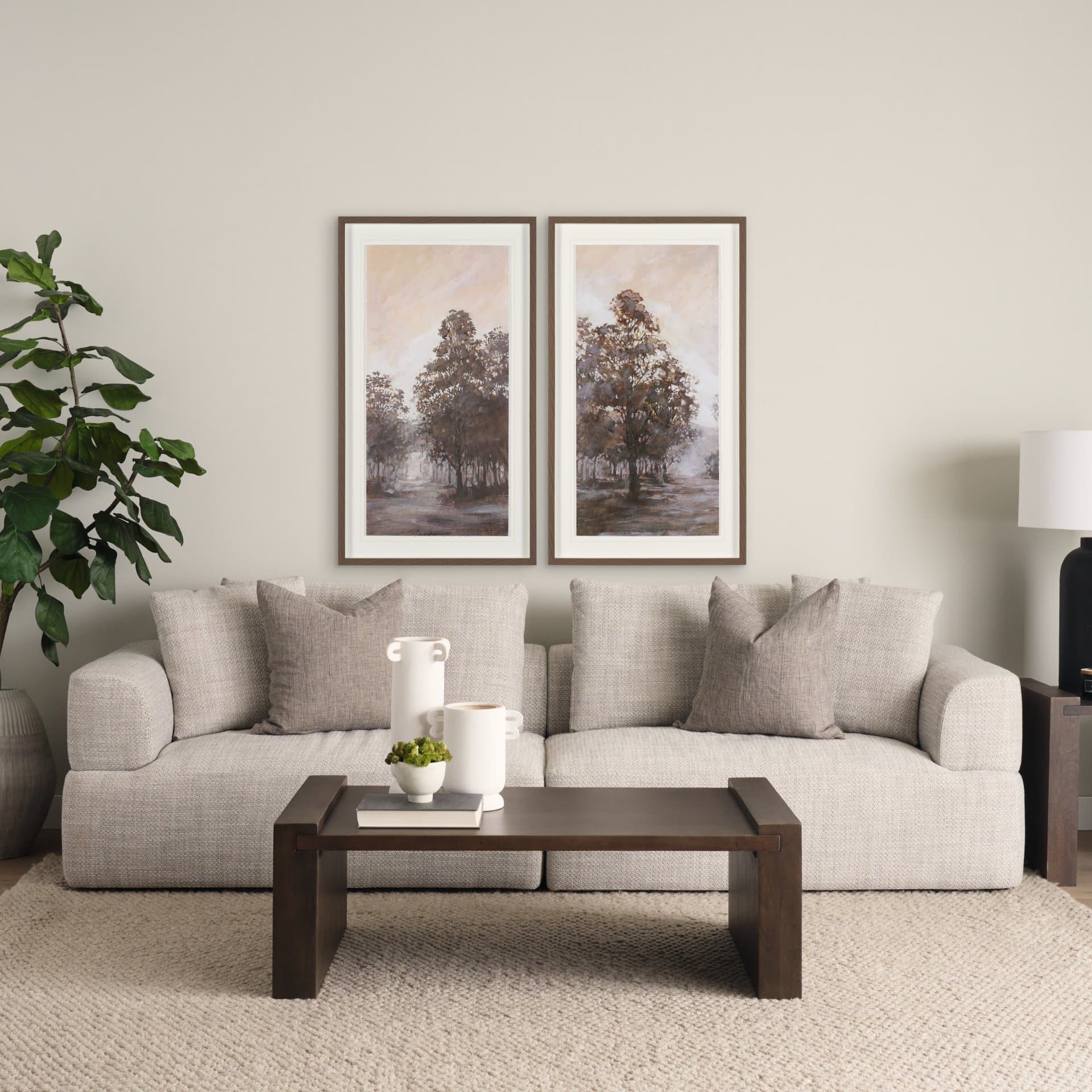 Peaceful Forest II by Mercana Studio Hand-Embellished Textured Framed Artwork Matted under Glass — in a styled room