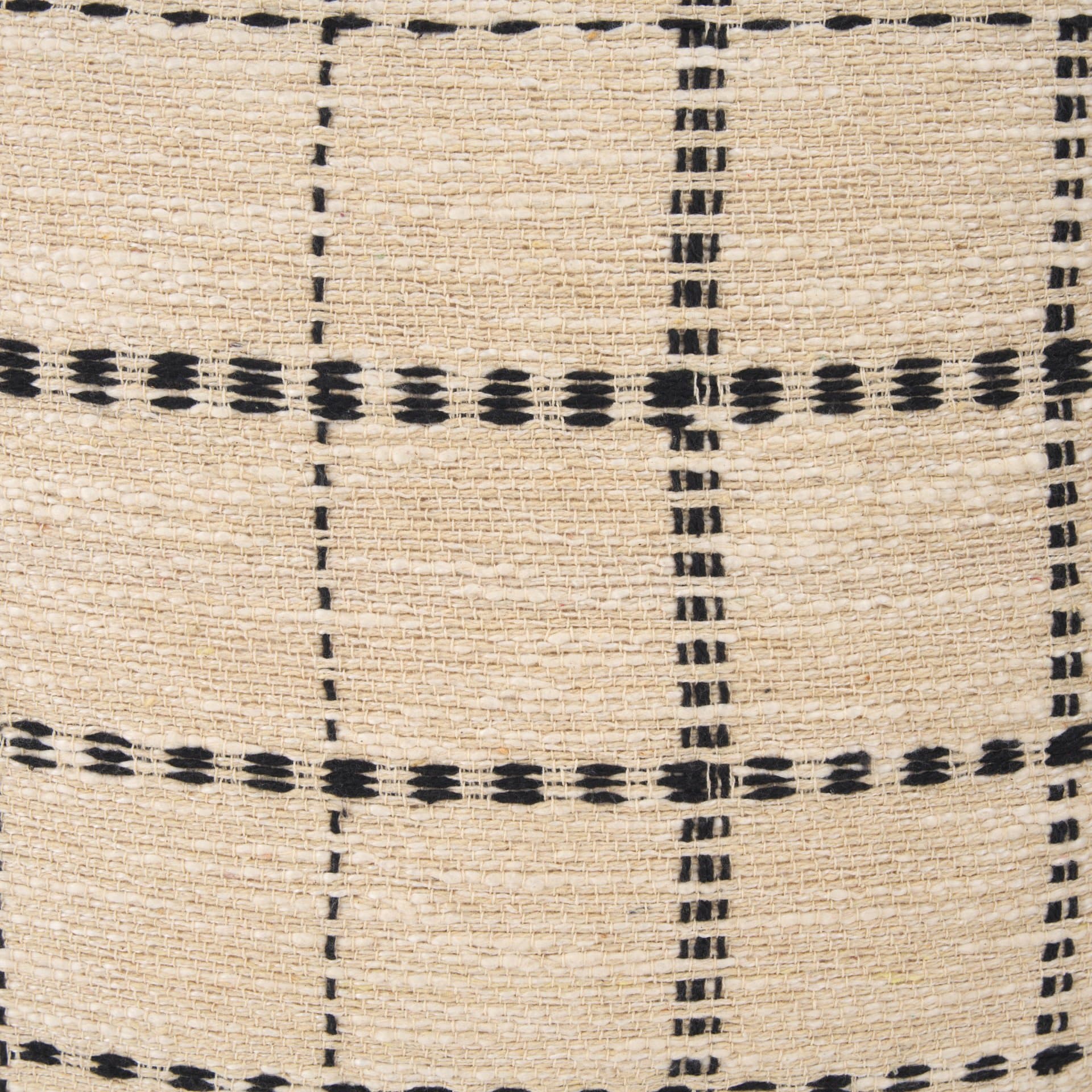 Jaela 22x22 Beige/Black Striped Checkered Square Throw Pillow Cover w/Down Filler — product photograph