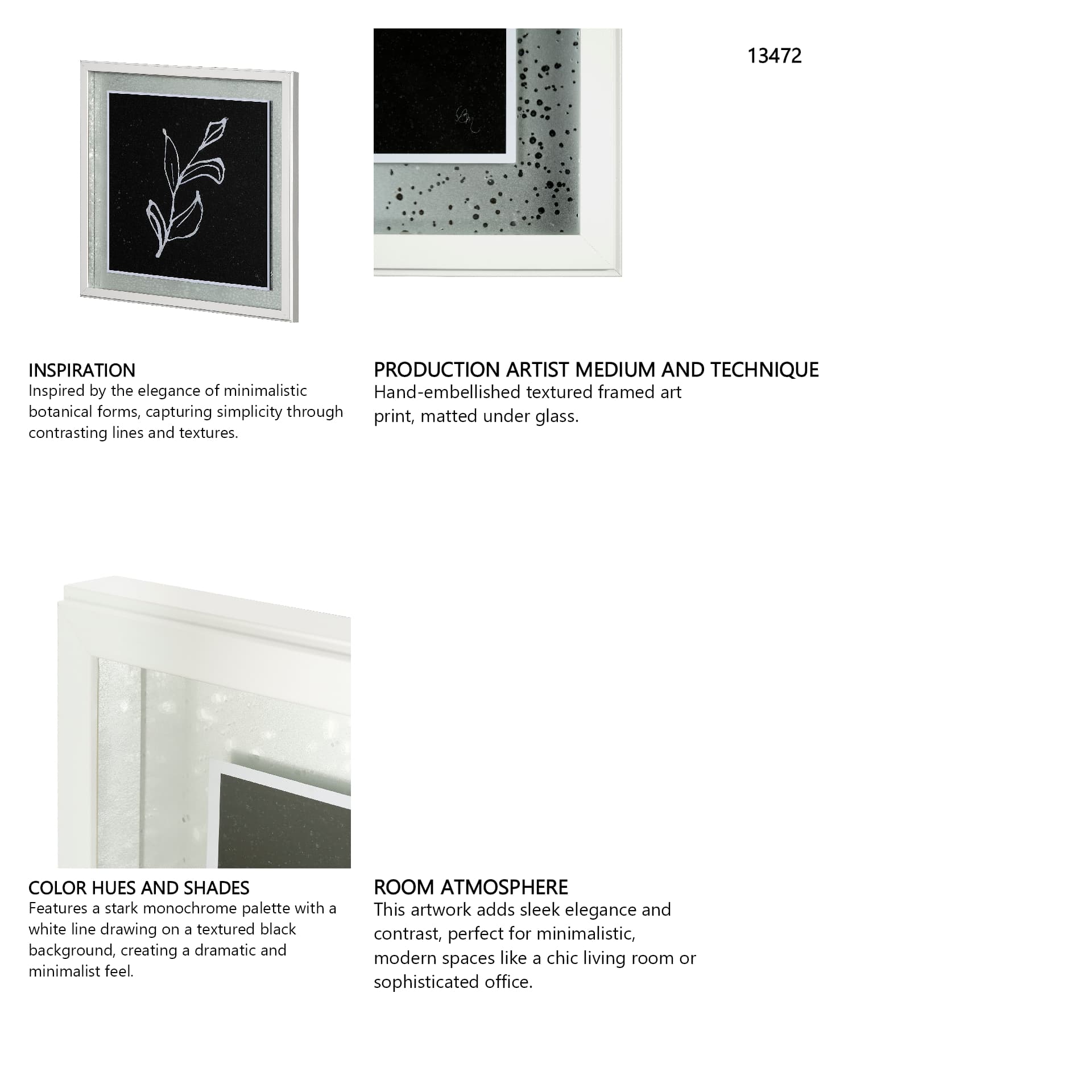 Flora I by Mercana Studio a Hand Embellished Textured Framed Art Print Matted under Glass — in a styled room