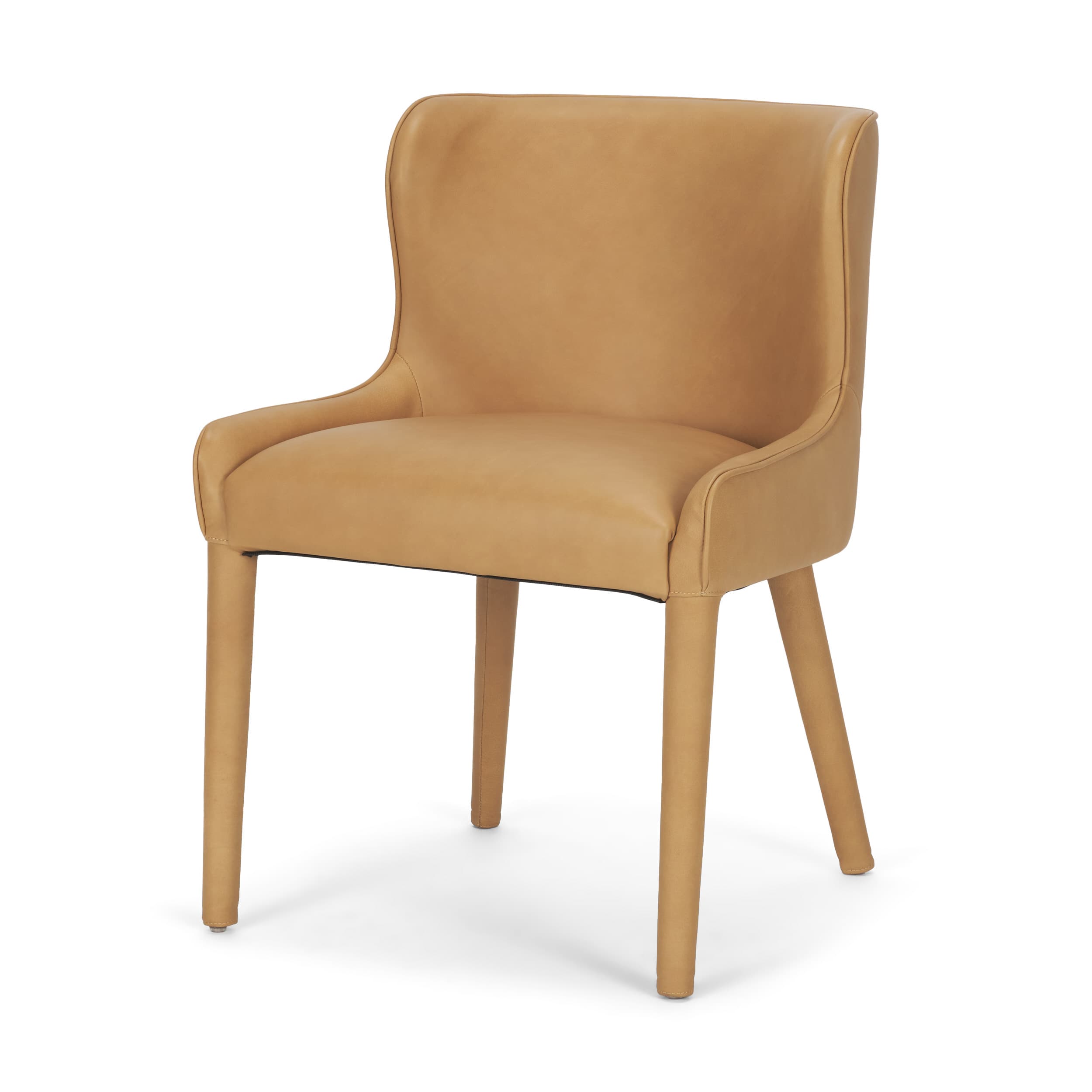 Nolan Wingback Dining Side Chair | Tan Leather w/ Tapered Wood — product photograph