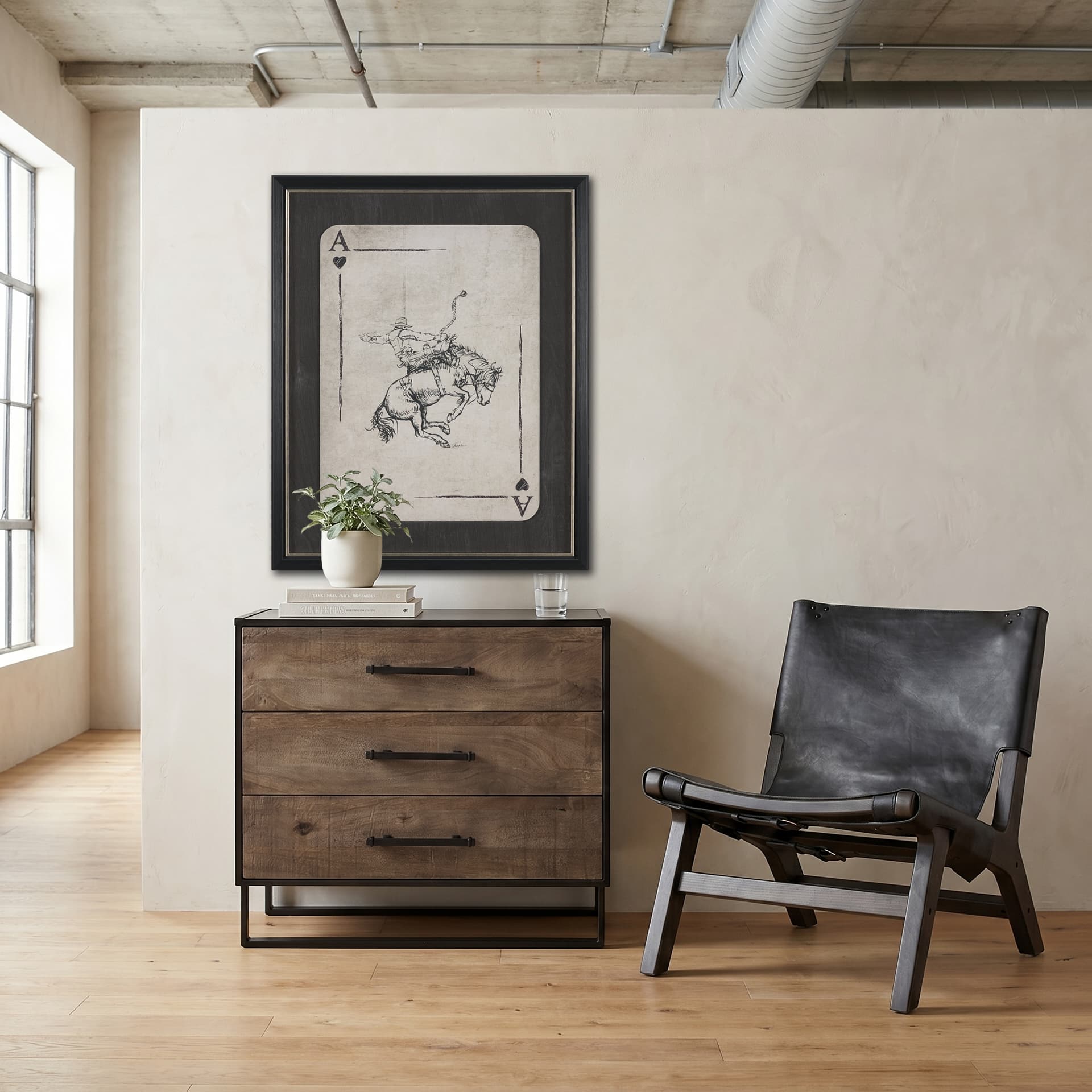 Alvin 34.5L x 21.5W x 30.0H Wood W/Metal Framing Accent Cabinet — product photograph