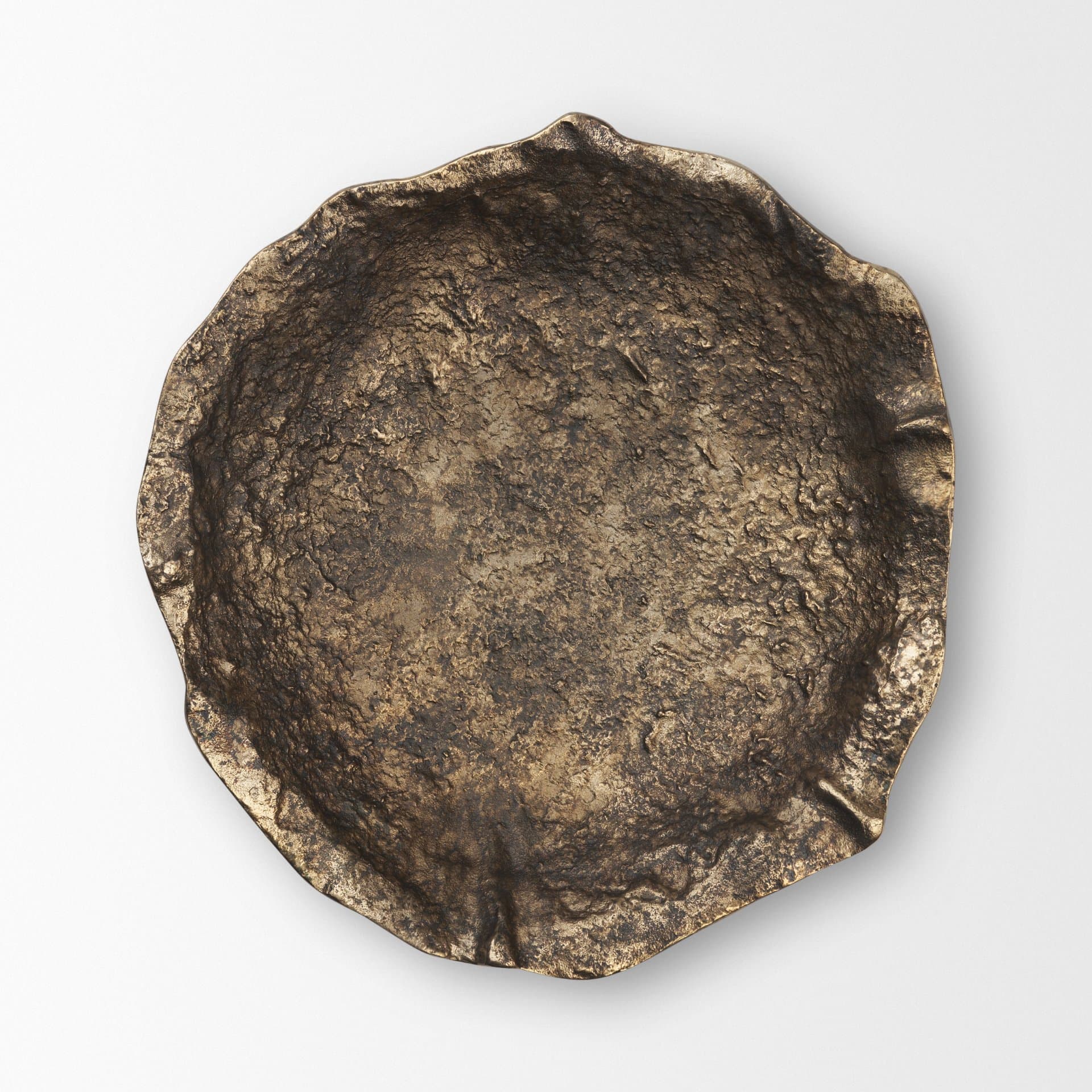 Verdant Large Antiqued Brass Metal Decorative Centerpiece Bowl — product photograph