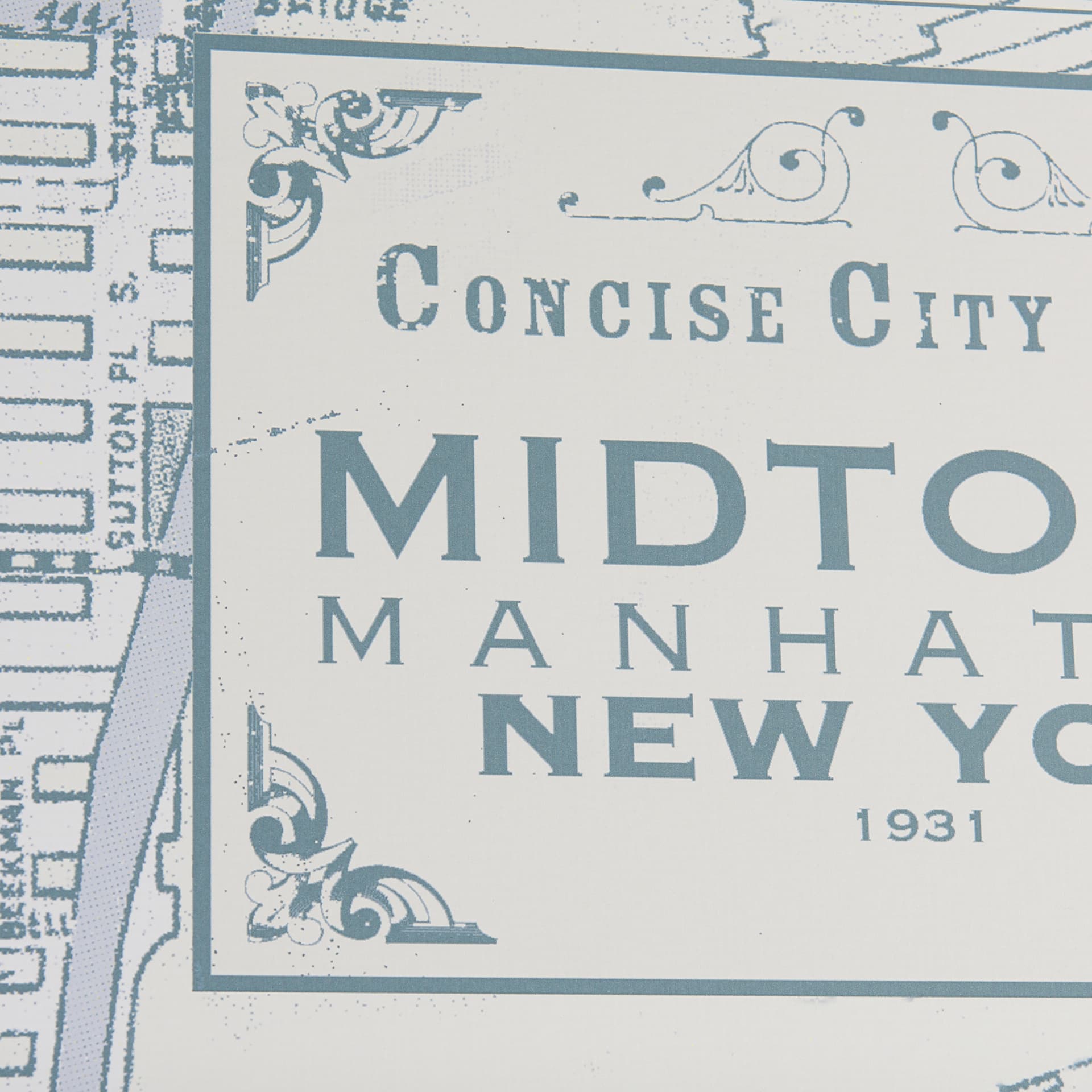 Manhattan Map I by Mercana Studio a Hand Embellished Textured Framed Art Print Matted under Glass — product photograph