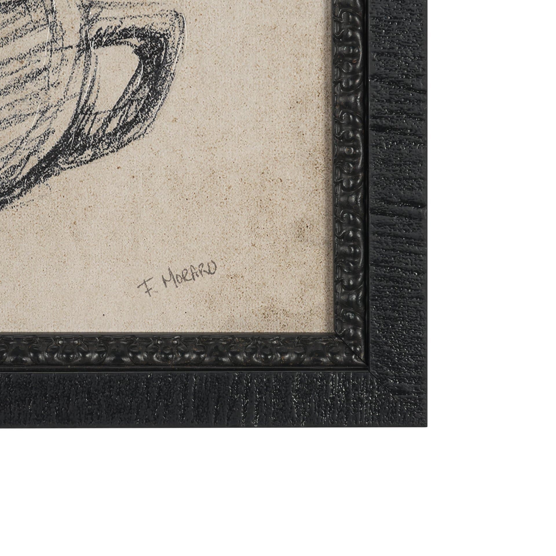 Vintage Tableware Sketch (Set of 2) by Mercana Studio Hand Embelished Textured Framed Canvas Matted — product photograph