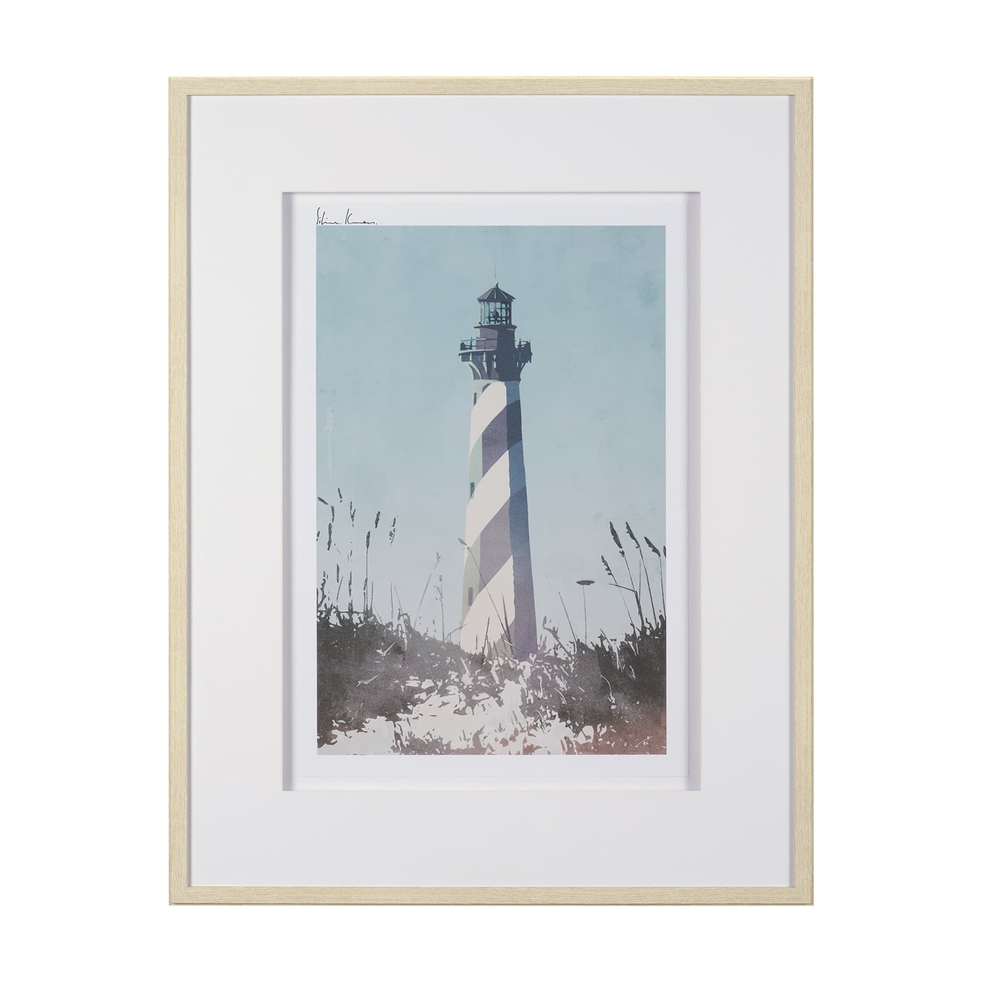 Lighthouse I-Cape Hatteras by Mercana Studio a Hand Embellished Framed Art Print Matted under Glass — product photograph