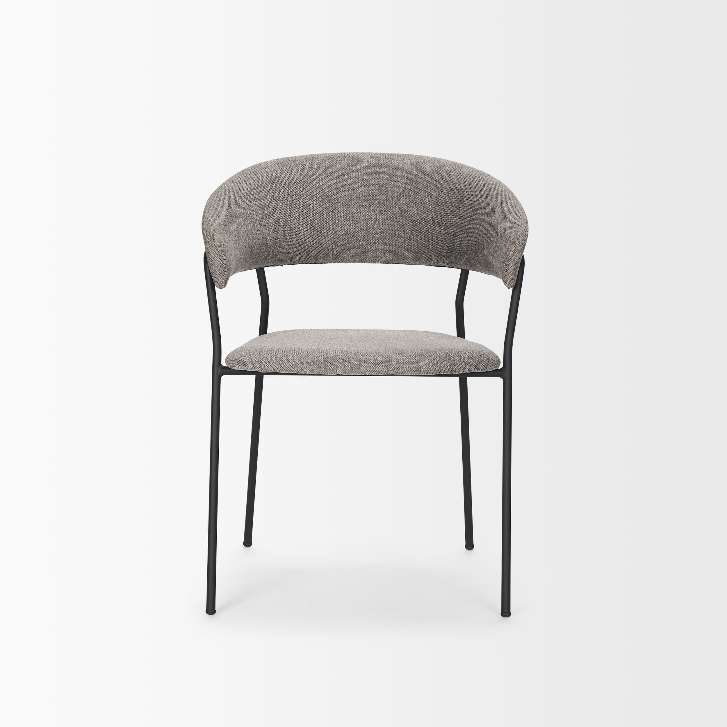 Carolyn Contoured Back Dining Side Chair | Gray Fabric w/ Metal — product photograph
