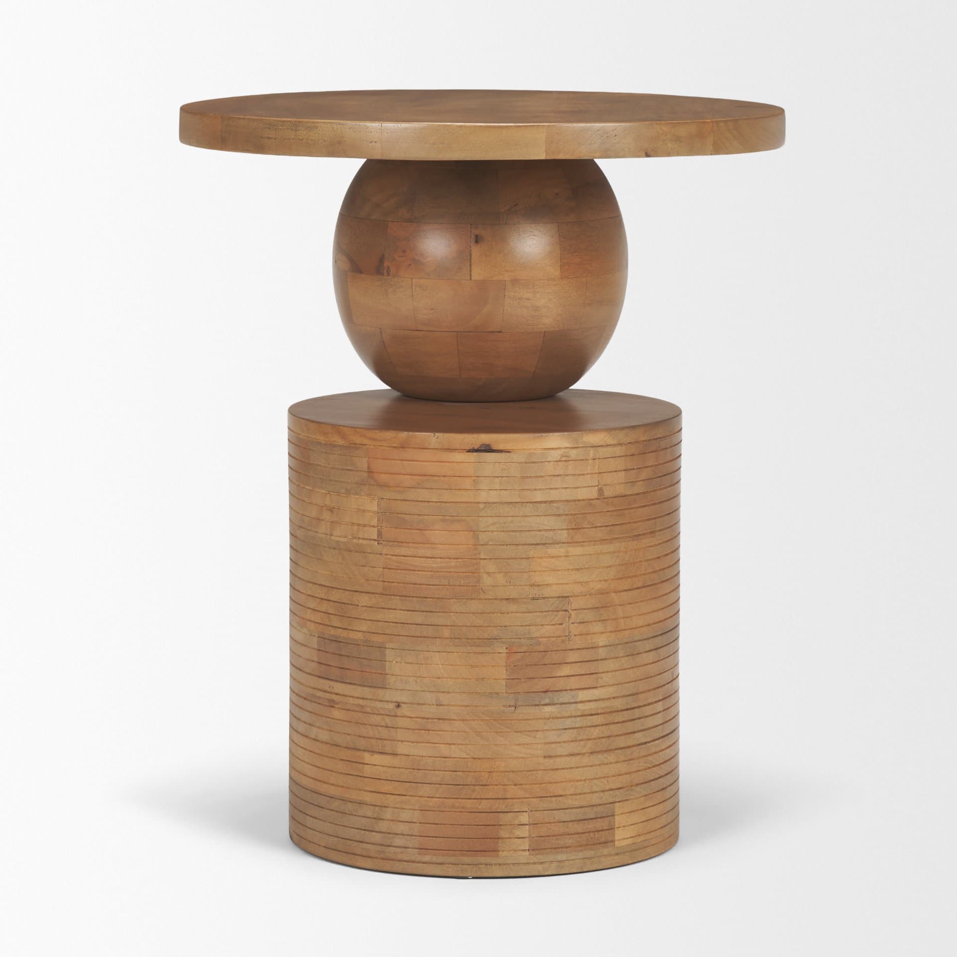 Stack Light Brown Wood Geometric Accent Table — product photograph