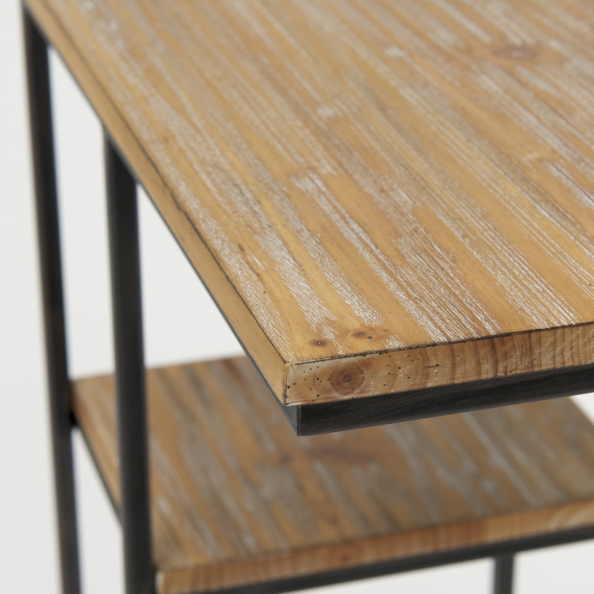 Ronin 25"H Rectangle 2-Tier Wood w/ Black Metal Accent Table — product photograph