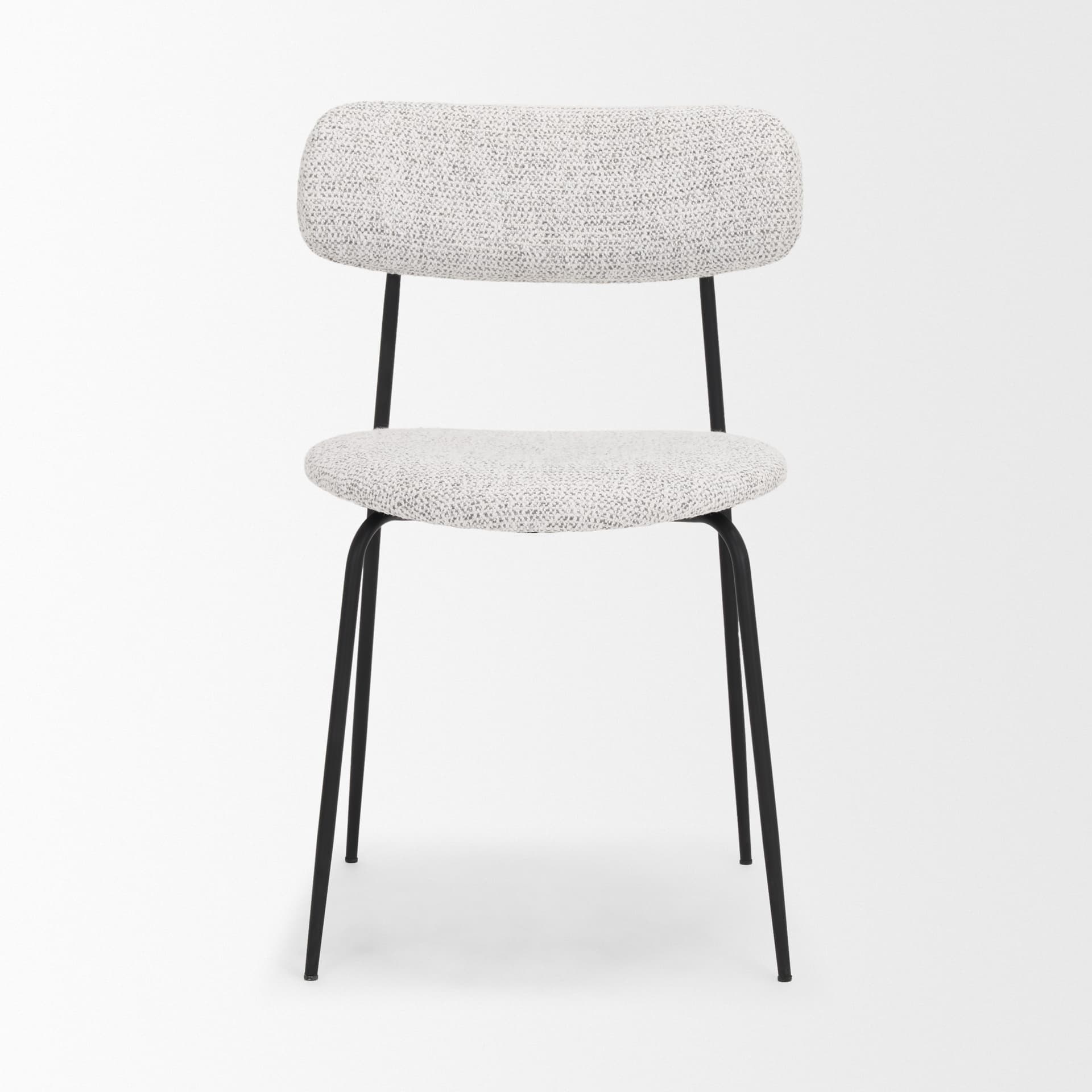 Casey Curved Back Dining Side Chair | Gray Fabric w/ Black Metal — product photograph