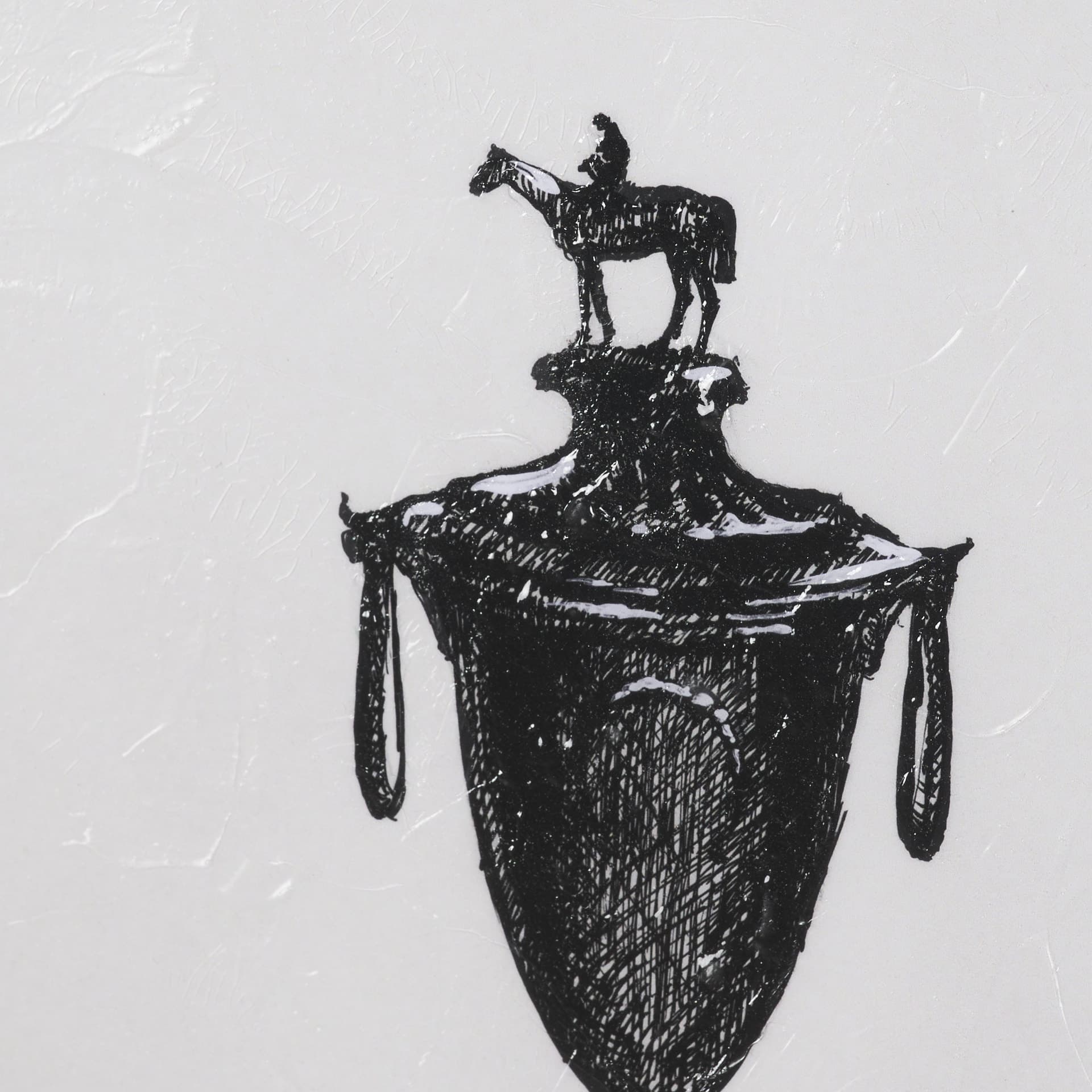 Equestrian Etching II by Mercana Studio Hand-Embellished Textured Framed Artwork Matted under Glass — product photograph