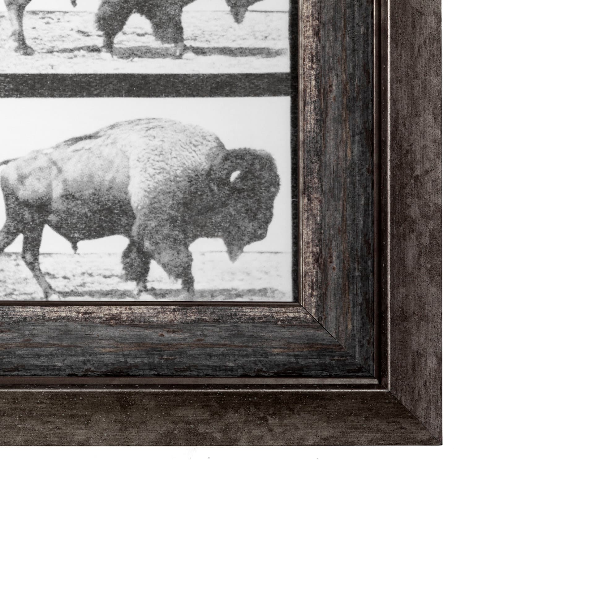 Buffalo Walking by Eadweard Muybridge Hand Embellished Textured Framed Art Print Matted under Glass — product photograph