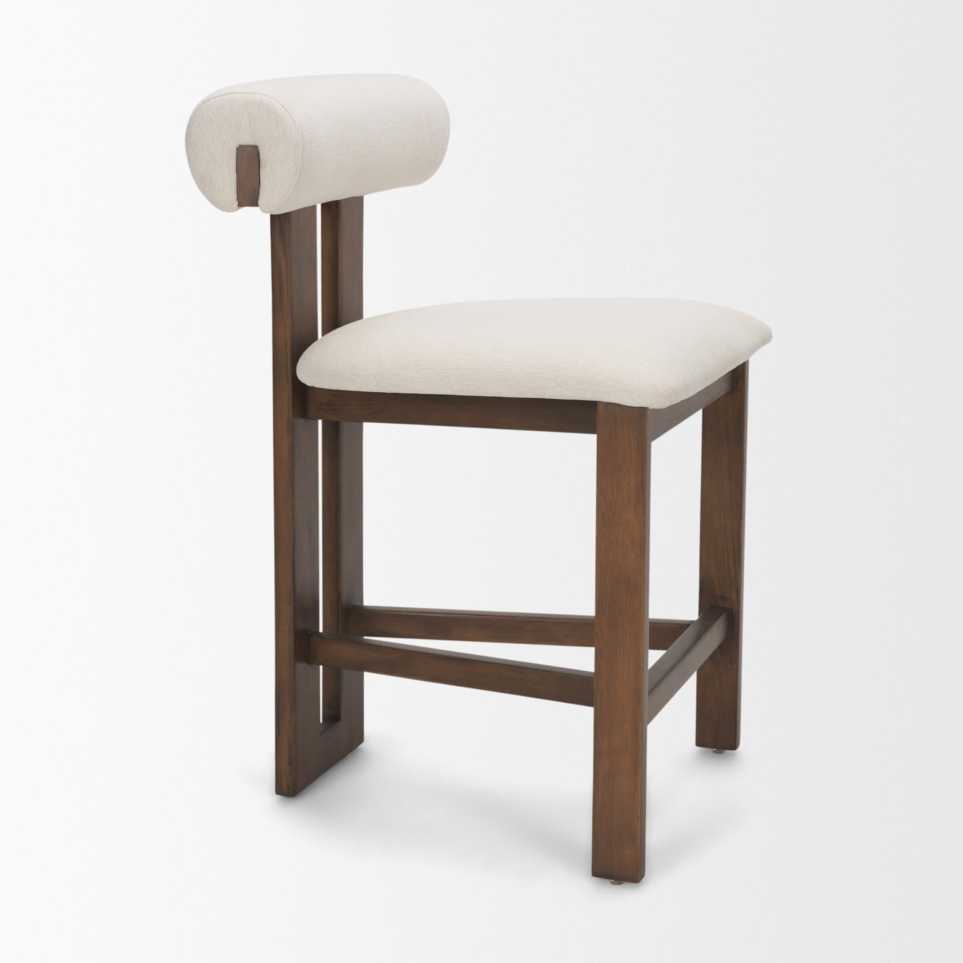 Tribeca Open Back 36.5in Seat Counter Stool | Cream Fabric w/ Wood — product photograph