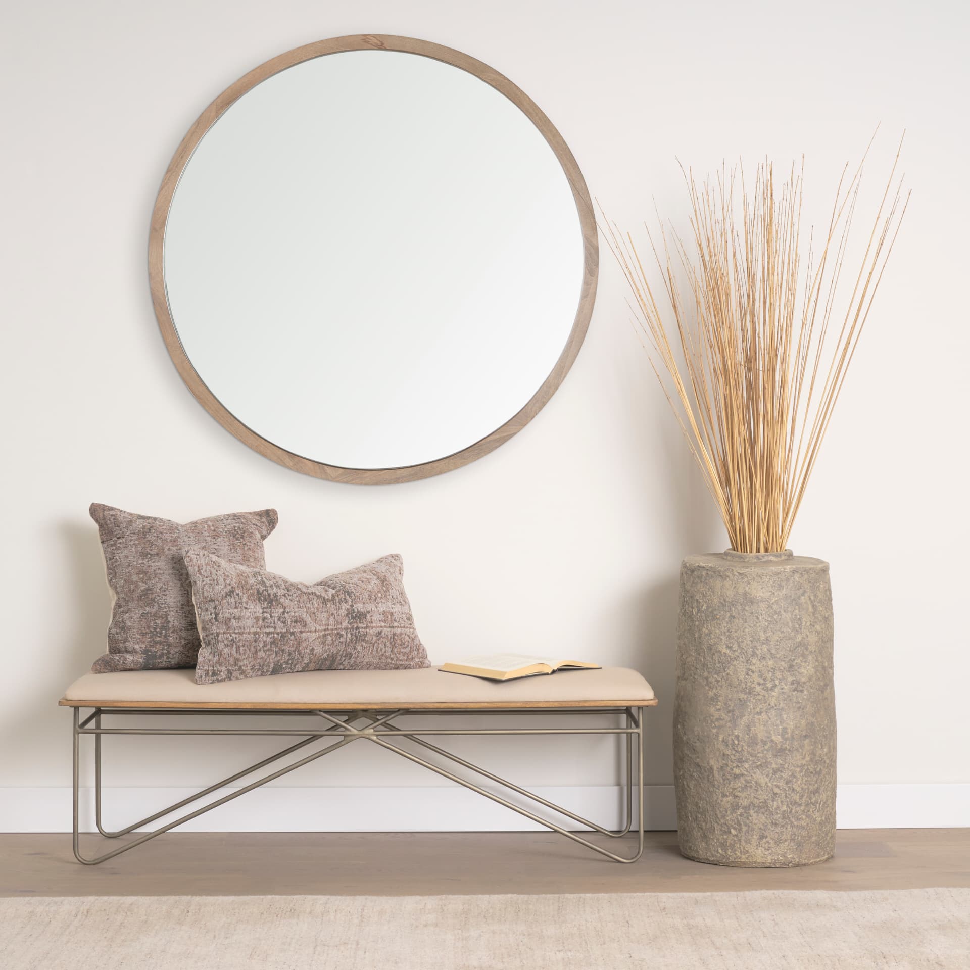 Khloe 20x20 Taupe Square Pillow Cover w/Down Filler — in a styled room