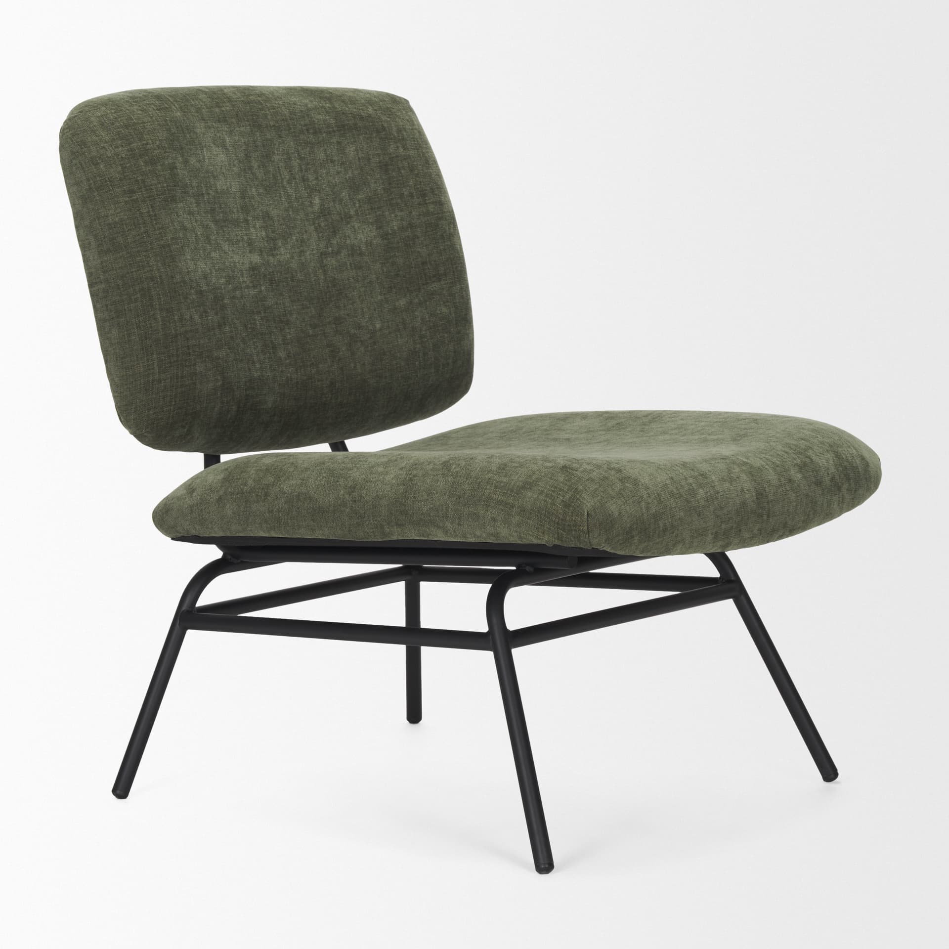 Nora Forest Green Fabric w/ Matte Black Metal Legs Accent Chair — product photograph