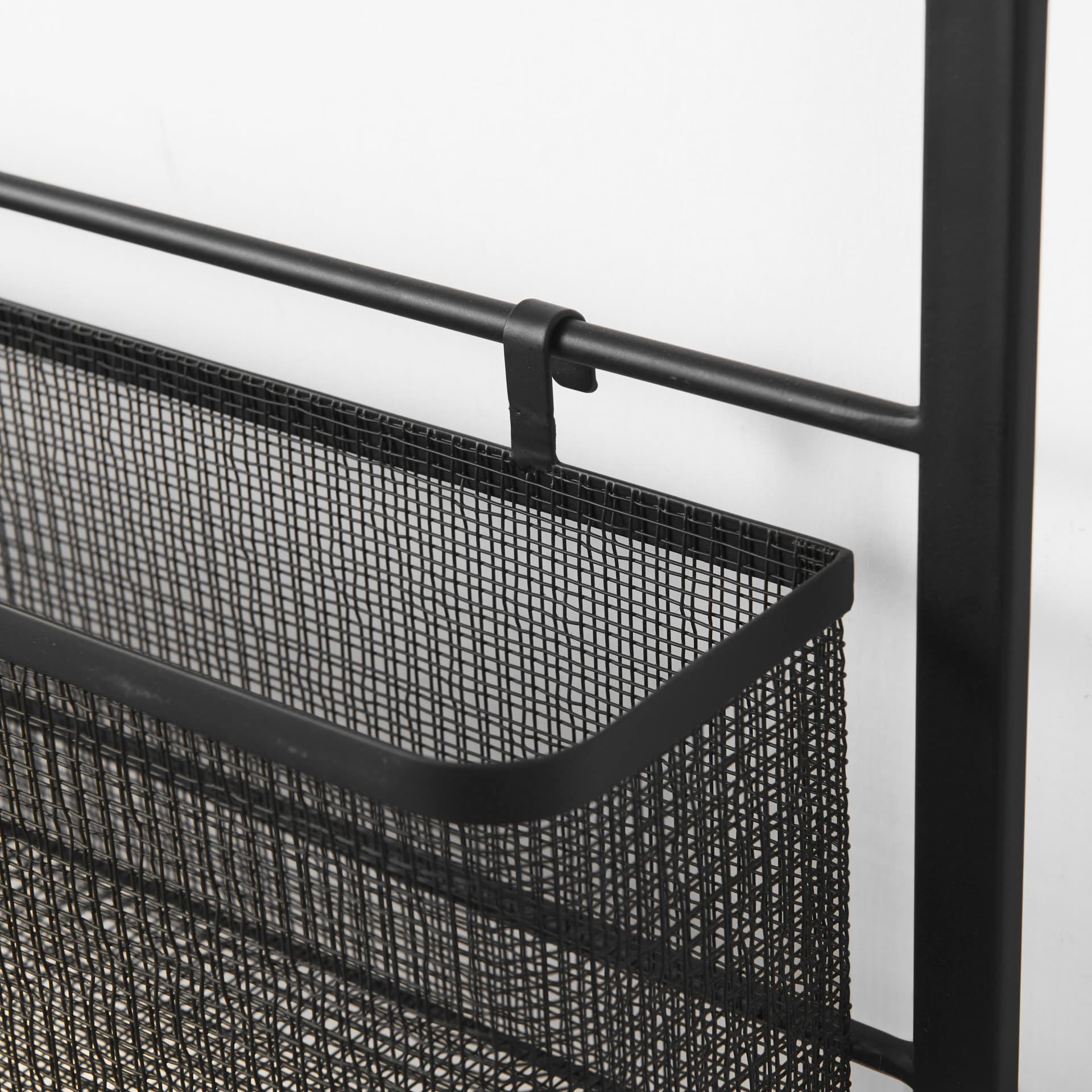Macrinus 23.4L x 5.5W x 38.6H Black Metal W/Mesh Wall Mounted Shelf — product photograph