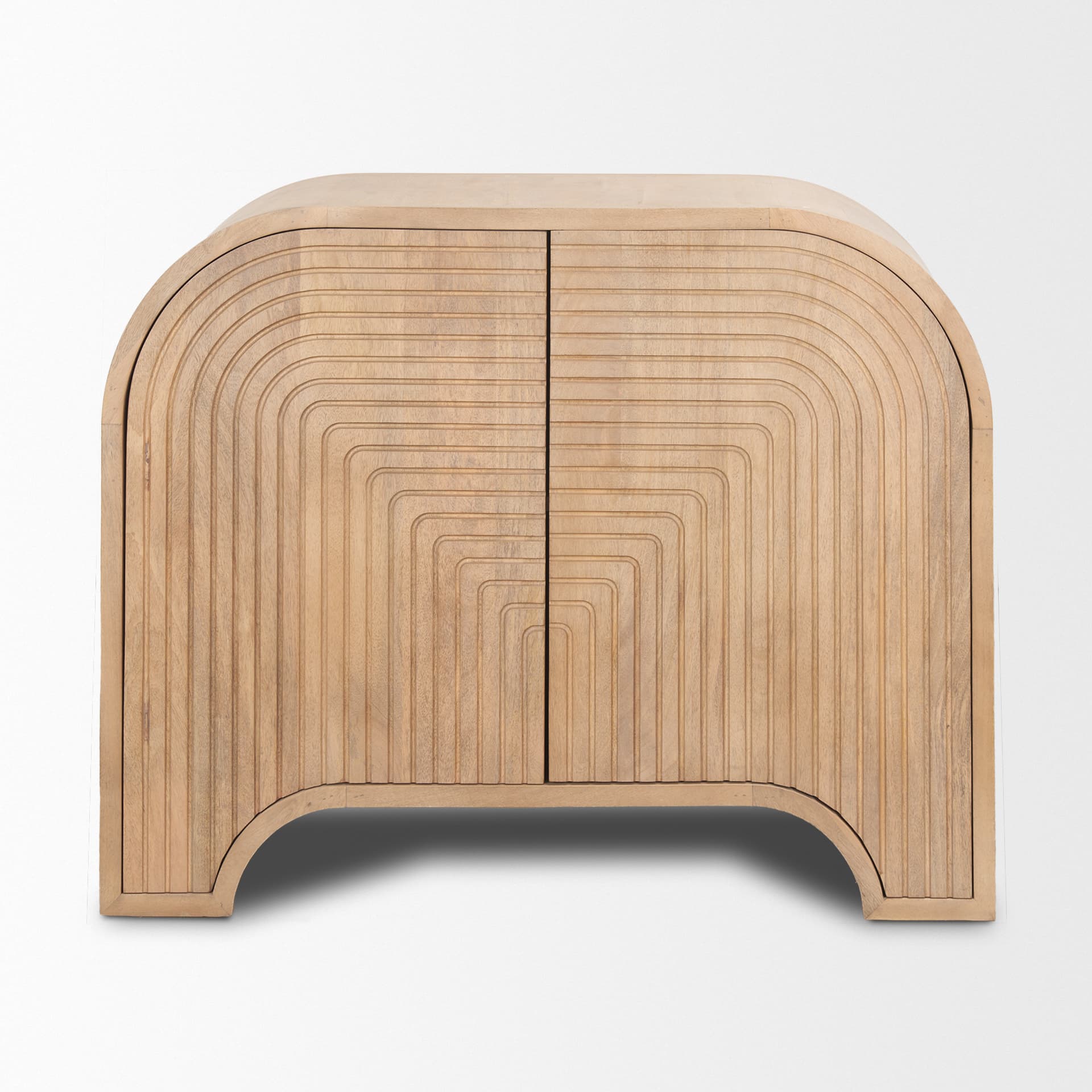 Sorina Reverse Fluted Light Brown Wood Accent Cabinet — product photograph