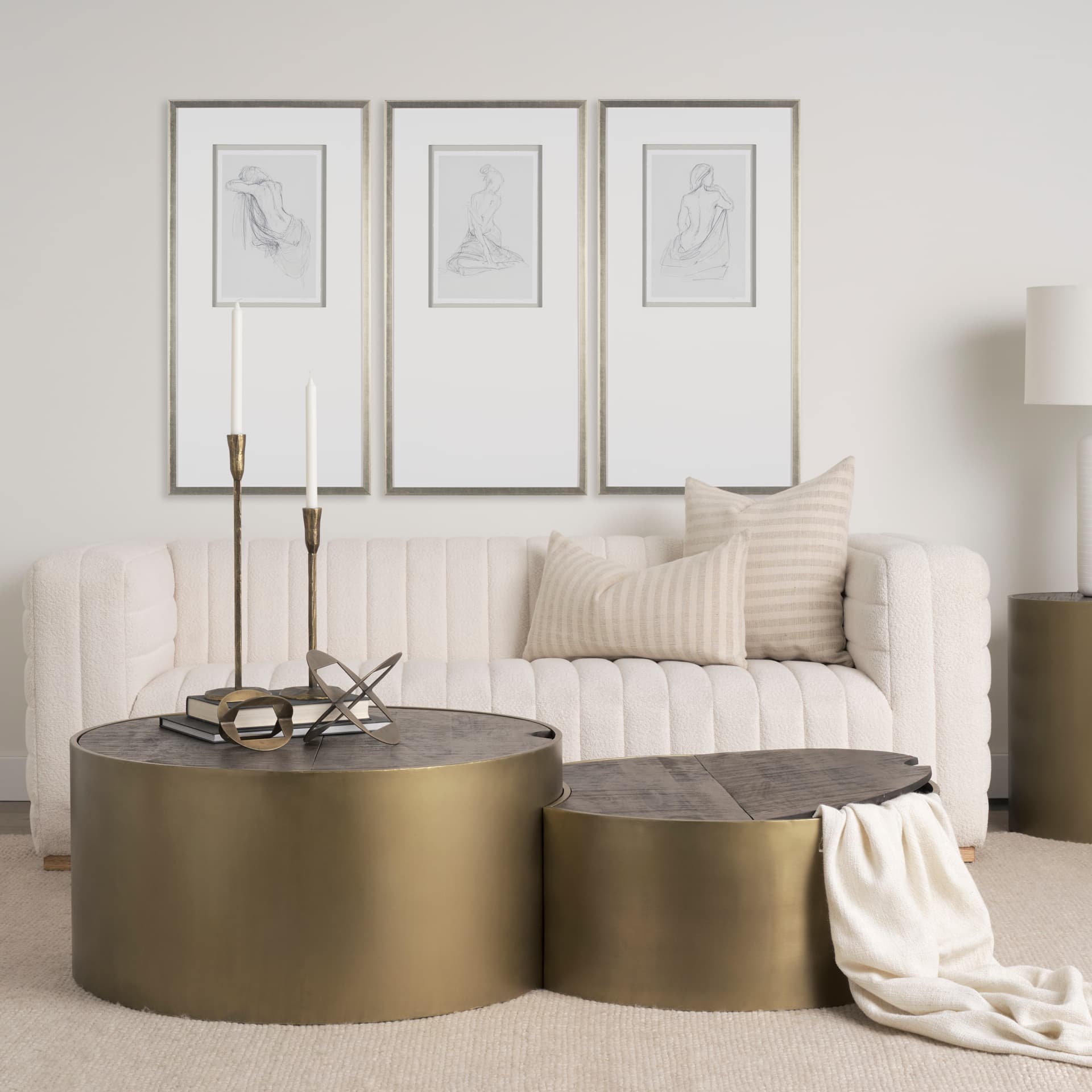 Sitting Model III by Mercana Studio a Hand Embellished Framed Art Print Matted under Glass — in a styled room