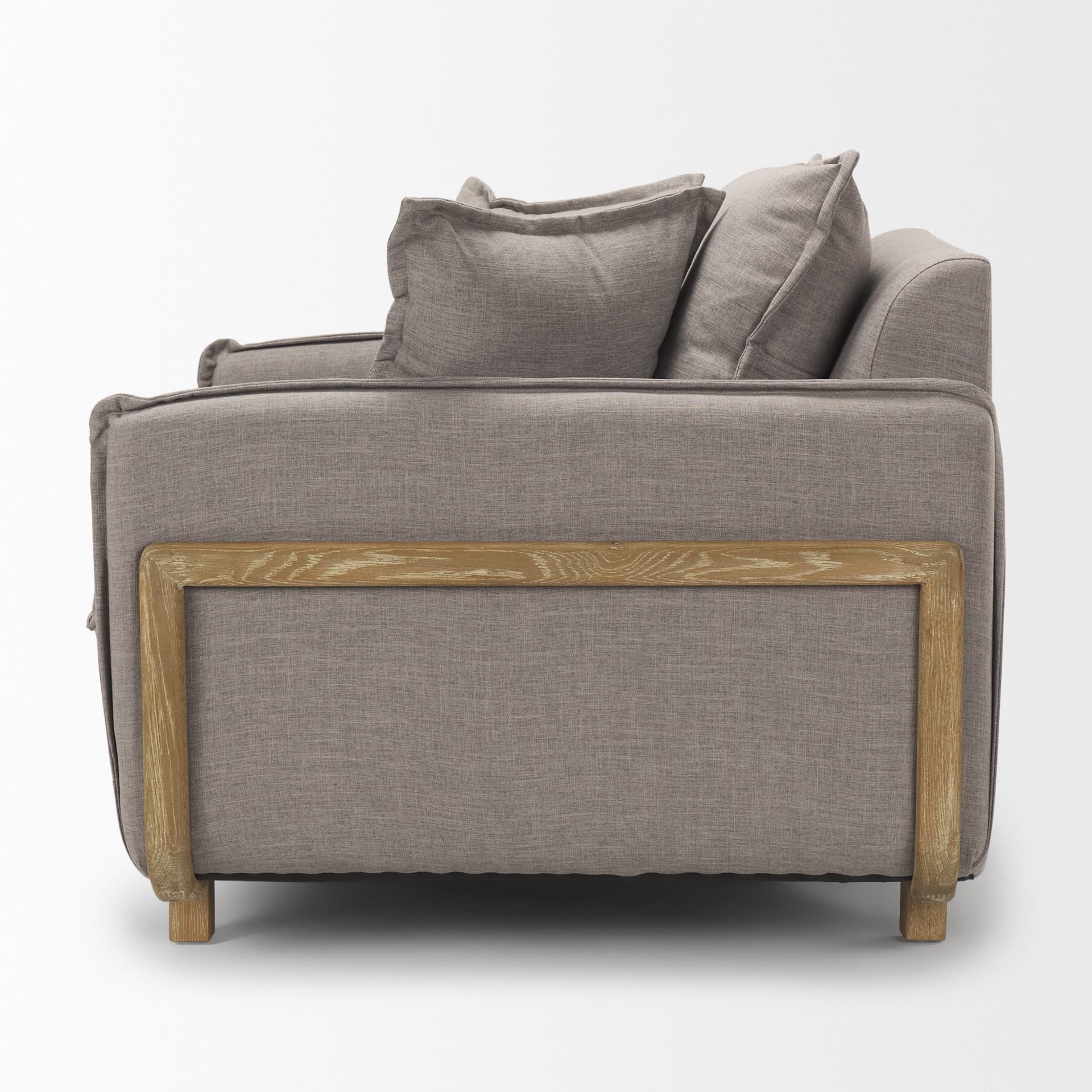 Roy II Flint Gray Upholstered and Brown Wood Frame Arm Chair — product photograph