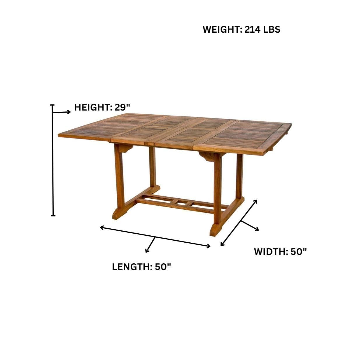 5-Piece Teak Butterfly Extension Table Stacking Chair Set with White Cushions TD72-24-W — product photograph