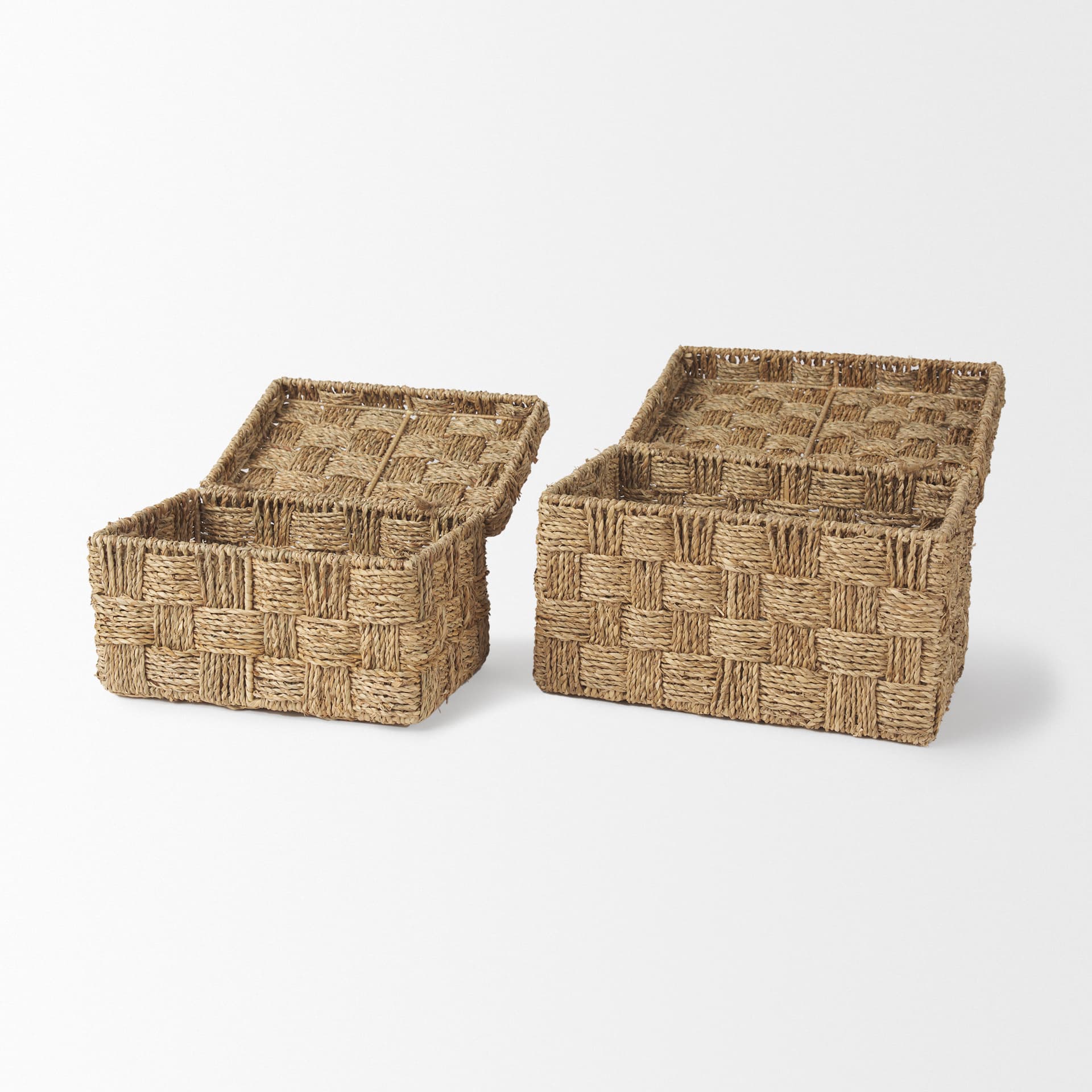 Hanalei Set of 2 Seagrass Boxes with Lids — product photograph