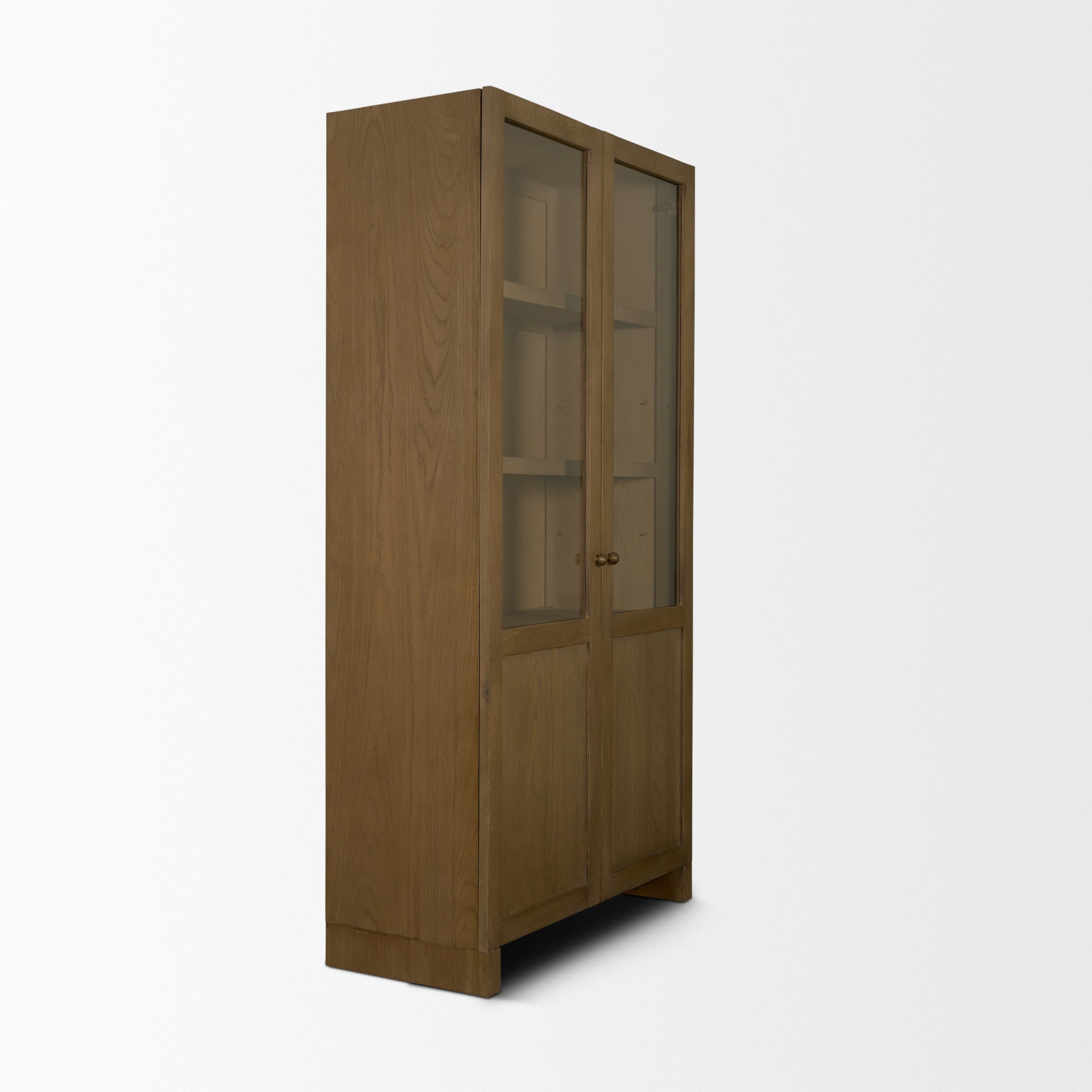Henry Dark & Light Brown Oak Wood w/ Glass Doors Curio Cabinet — product photograph
