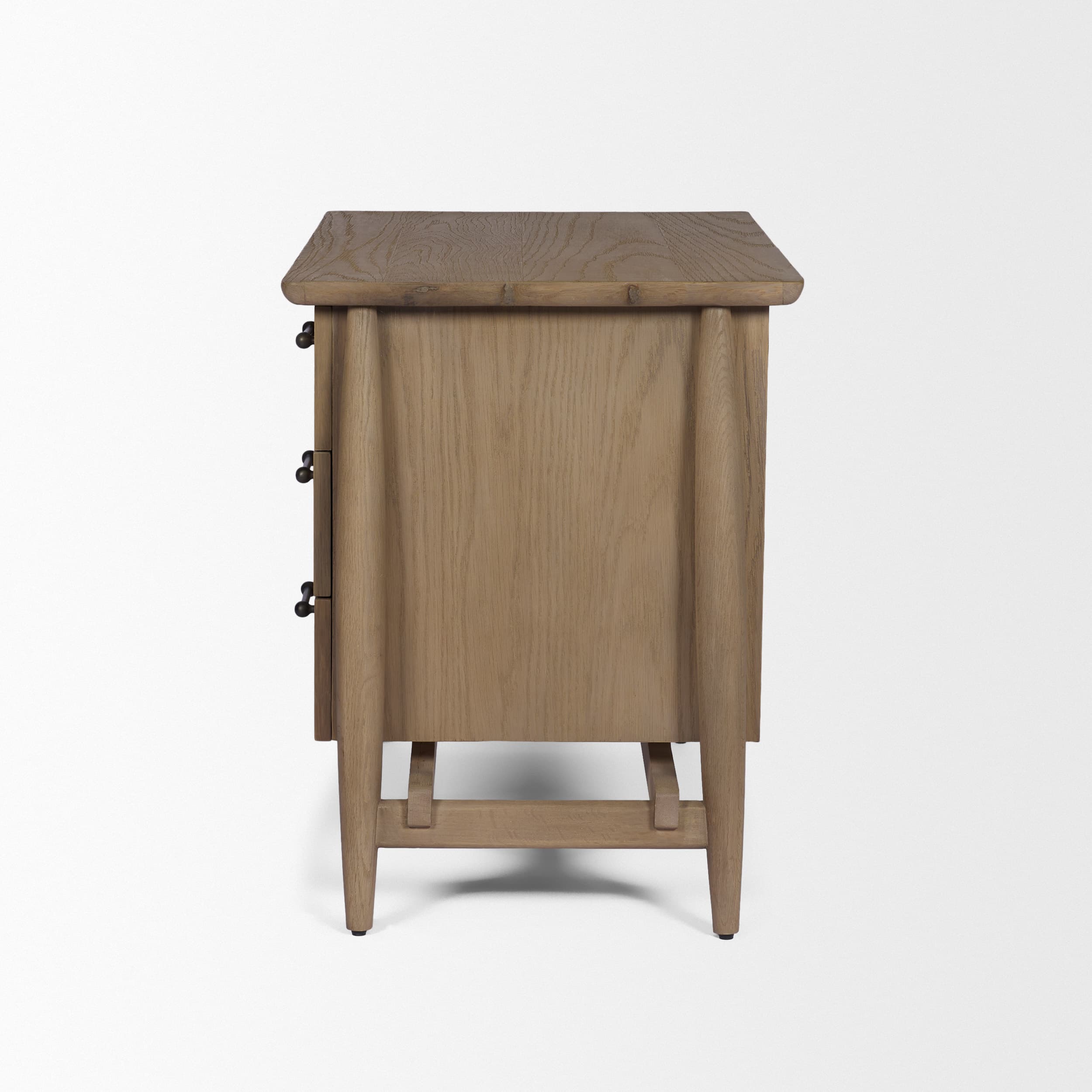 Hollis Gray-Brown Wood 3-Drawer Closed Nightstand — product photograph