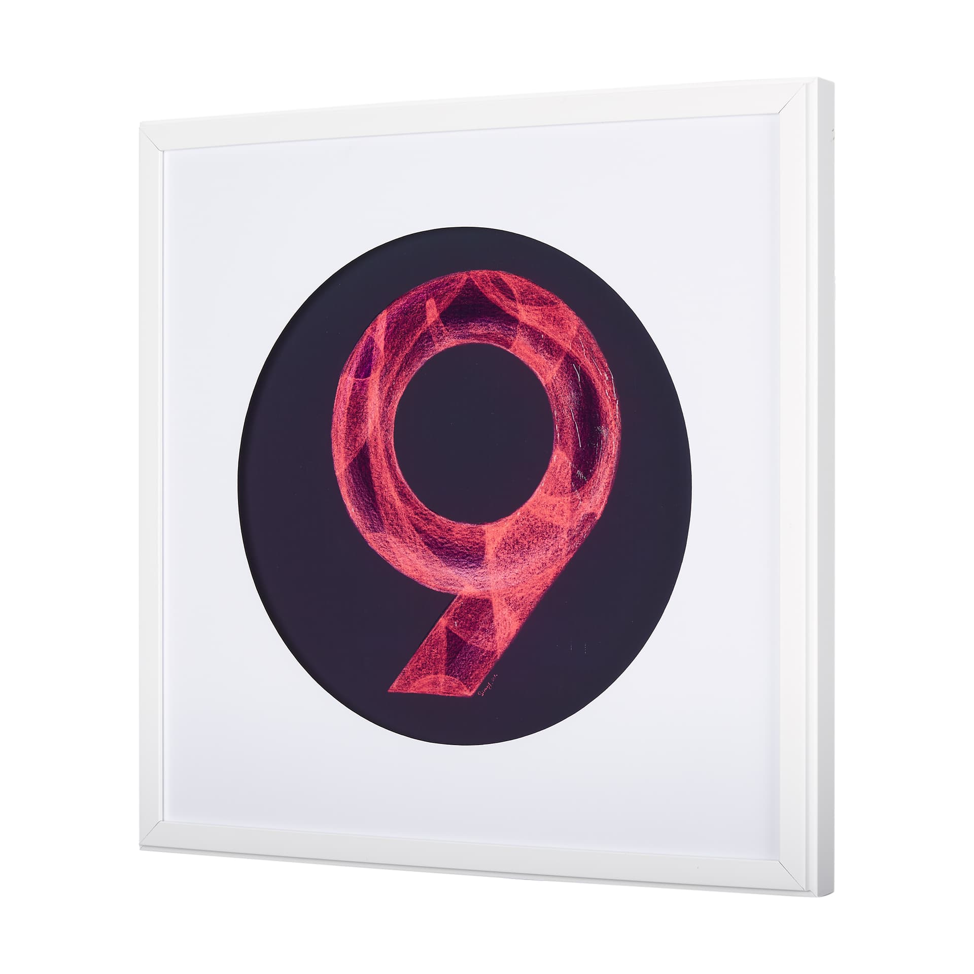Numbers IX by Mercana Studio a Hand Embellished Textured Framed Art Print Matted under Glass — product photograph
