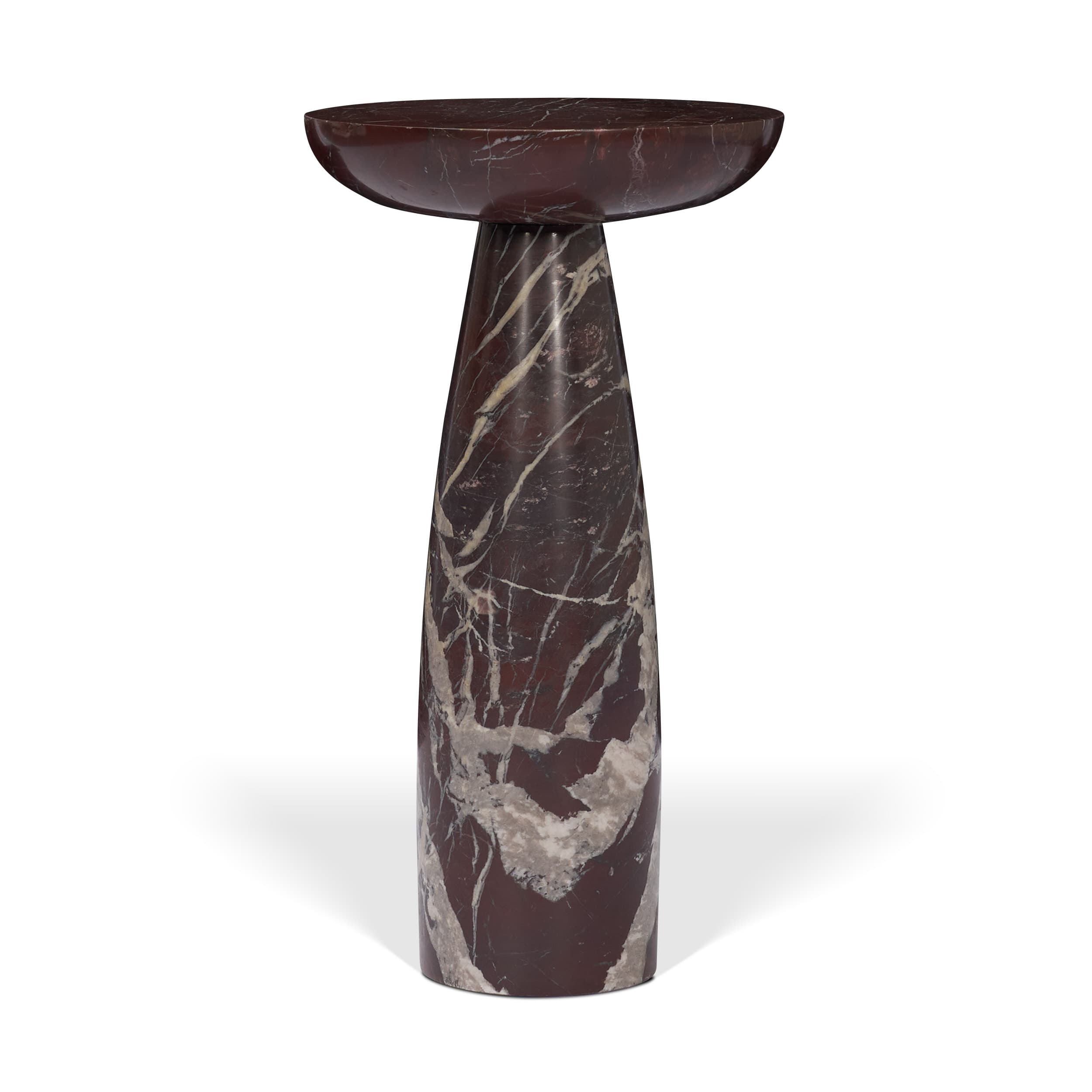 Bellancia Rosso Red Levanto Marble Pedastal Side Table — product photograph