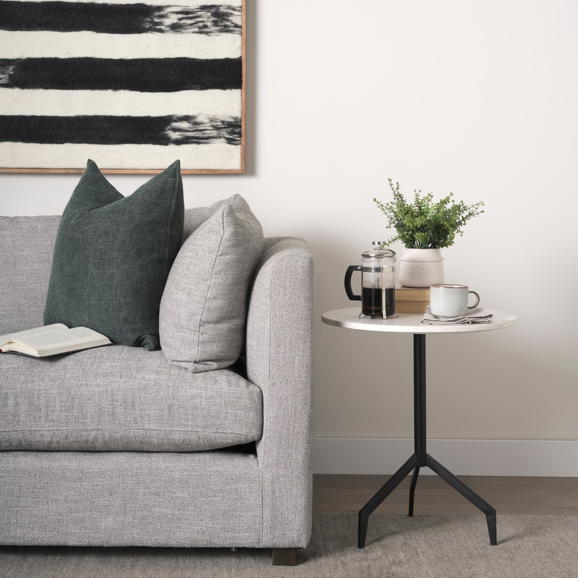 Halston Arm Pillow Light Gray Performance Fabric — product photograph