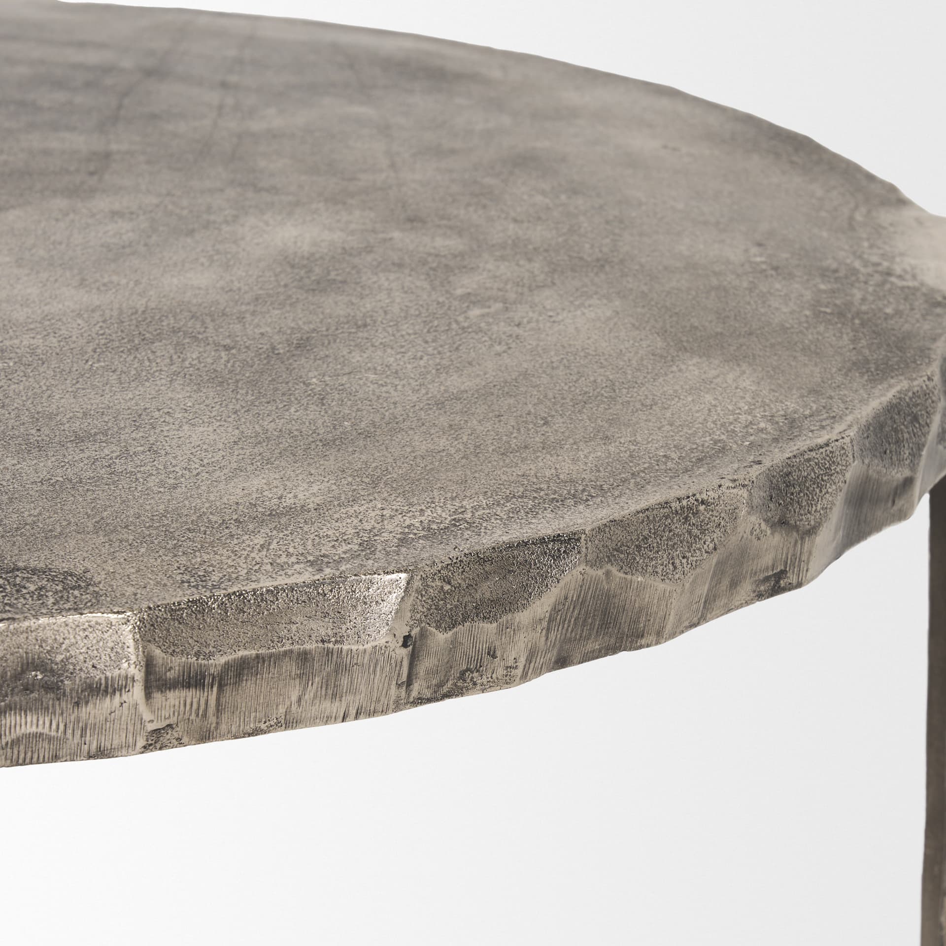 Randy Silver Nickel Cast Aluminum Metal Coffee Table — product photograph